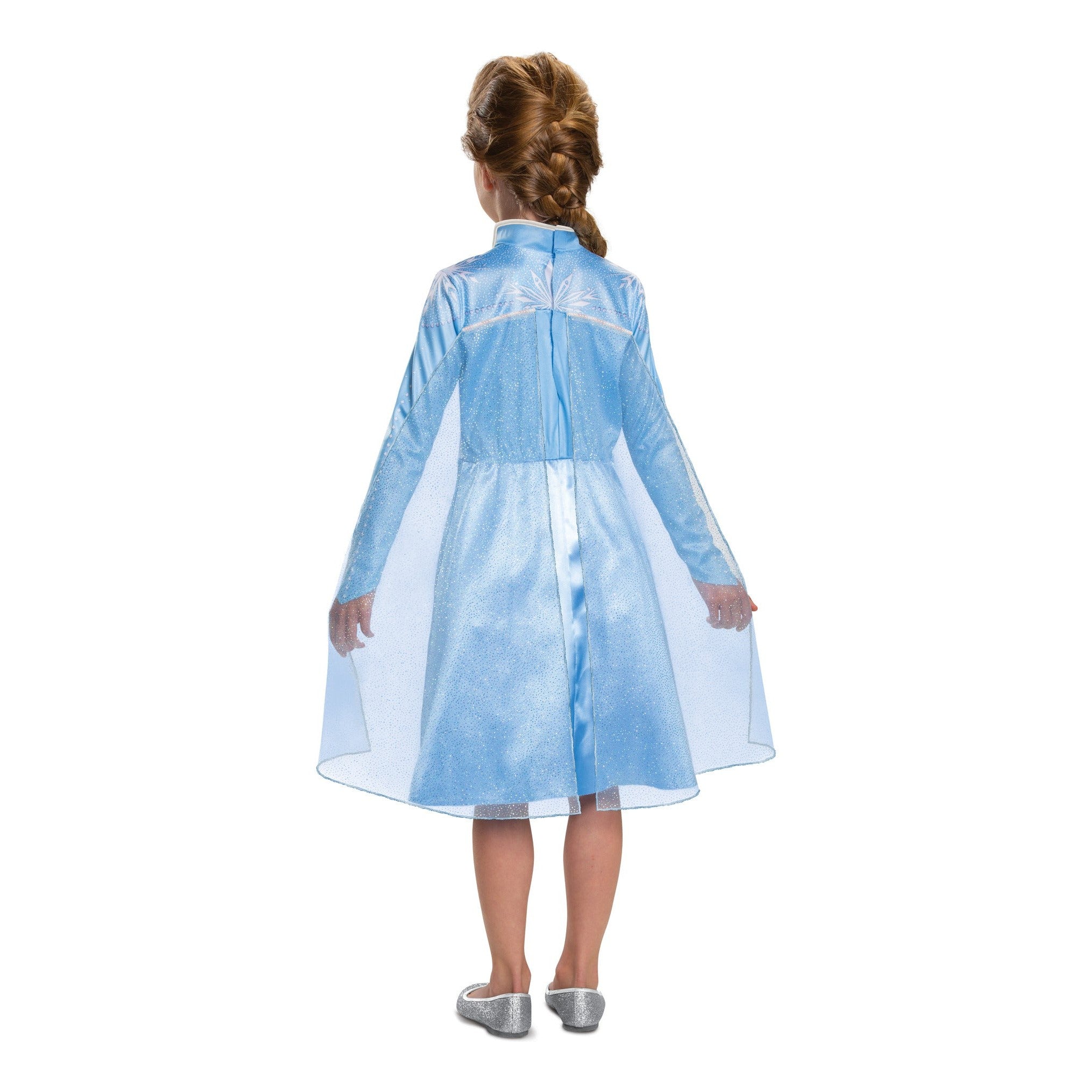Disney Frozen 2 Elsa Travelling Classic Costume Dress with Cape, Medium 7-8 Years