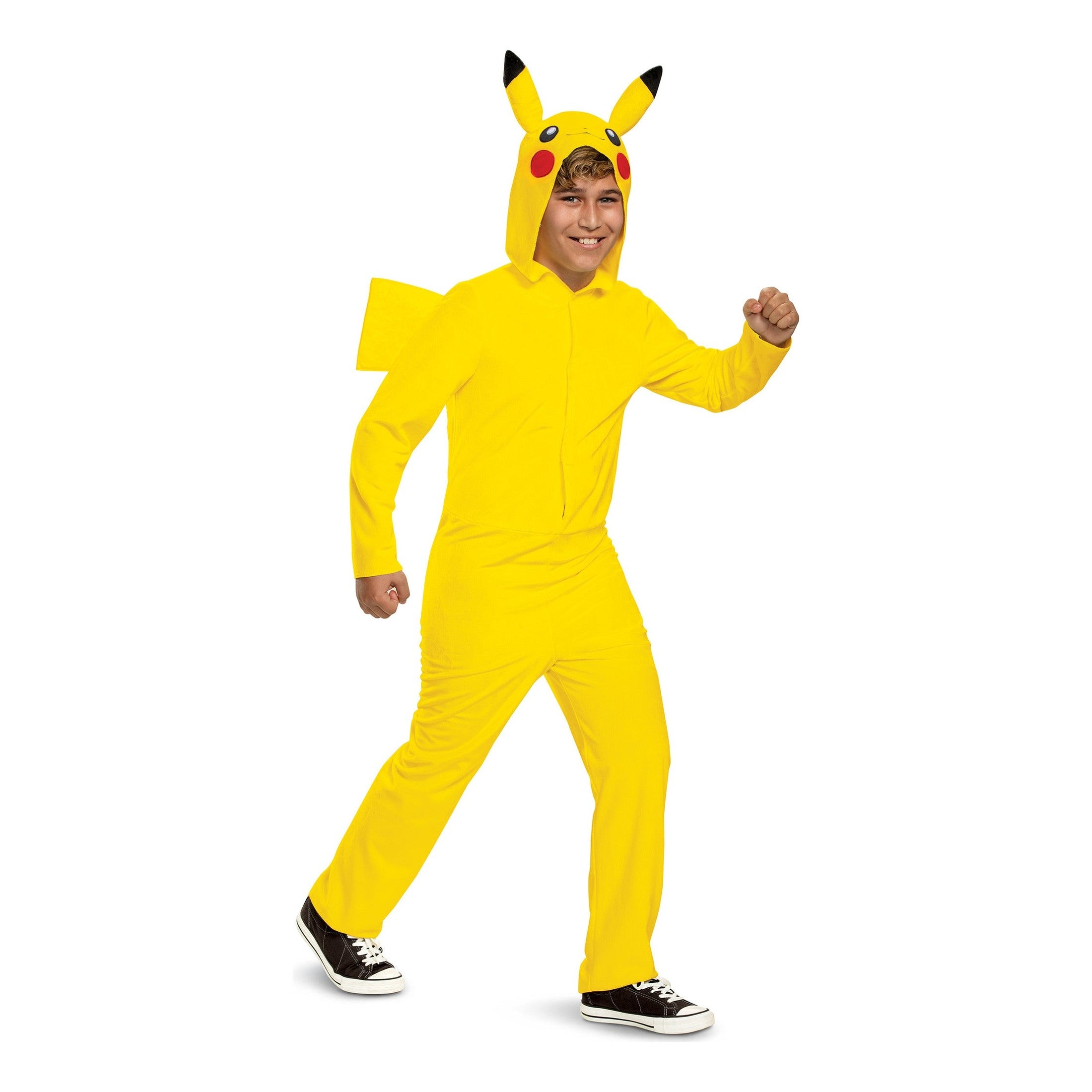 Pokémon Pikachu Classic Hooded Jumpsuit Costume, Kids XL 14–16