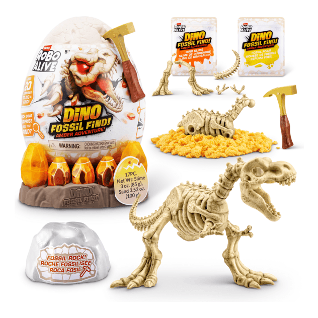 Robo Alive Dino Fossil Find Amber Adventure Playset