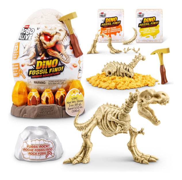 Robo Alive Dino Fossil Find Amber Adventure Playset