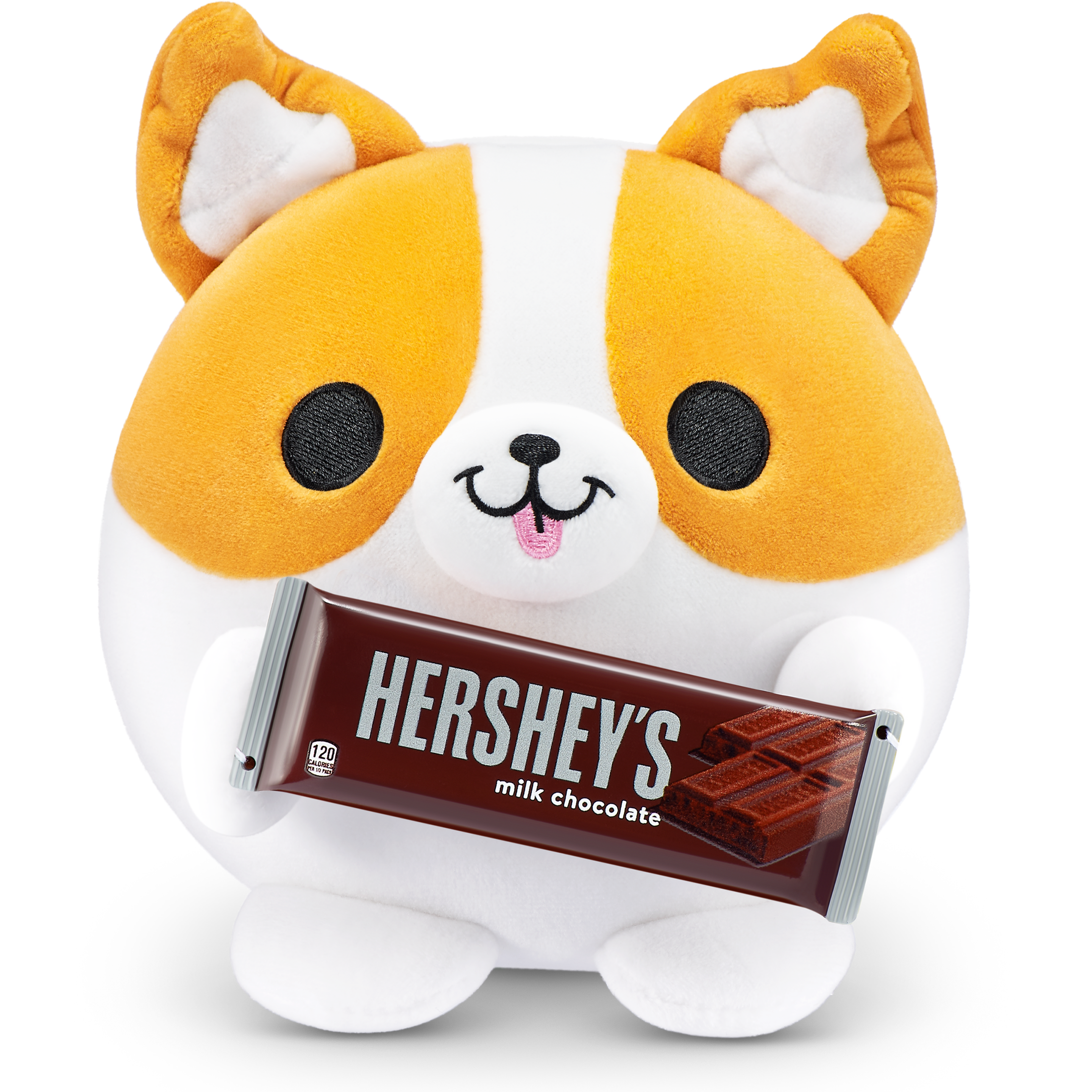 Snackles Super Sized 14 inch Squishy plush - Benji the Corgie with Hershey's