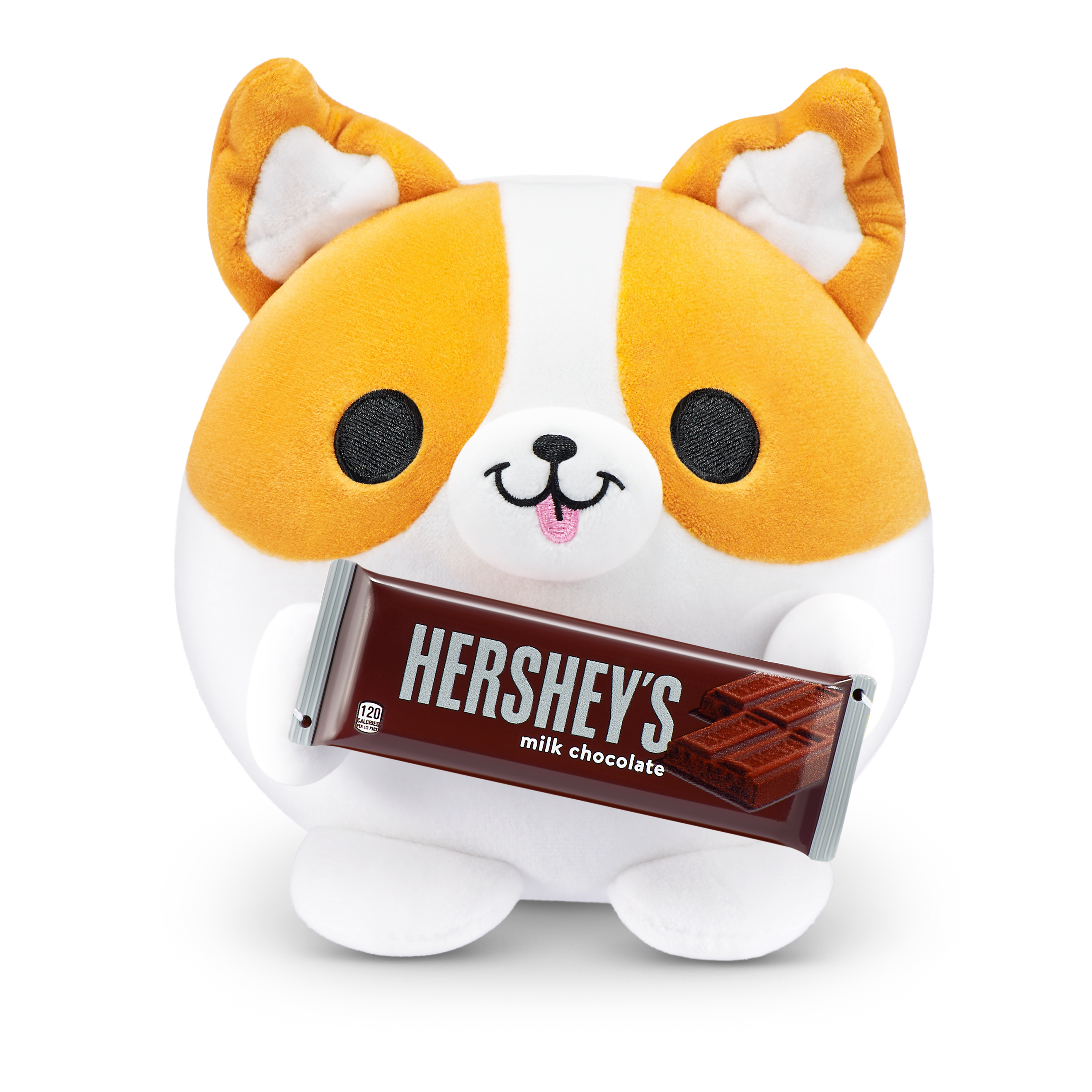 Snackles Super Sized 14 inch Squishy plush - Benji the Corgie with Hershey's