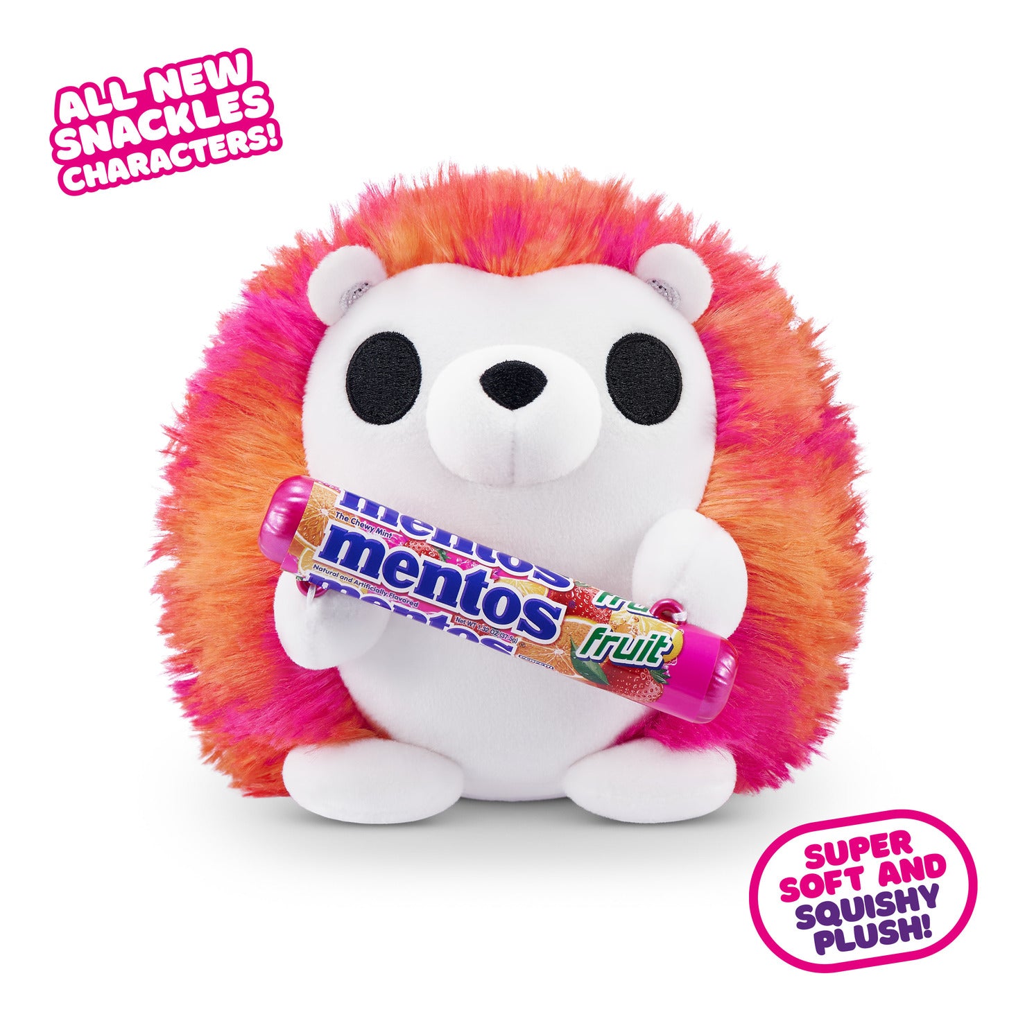 Snackles Super Sized 14 inch Squishy plush Hedgehog & Mentos (Fruit)