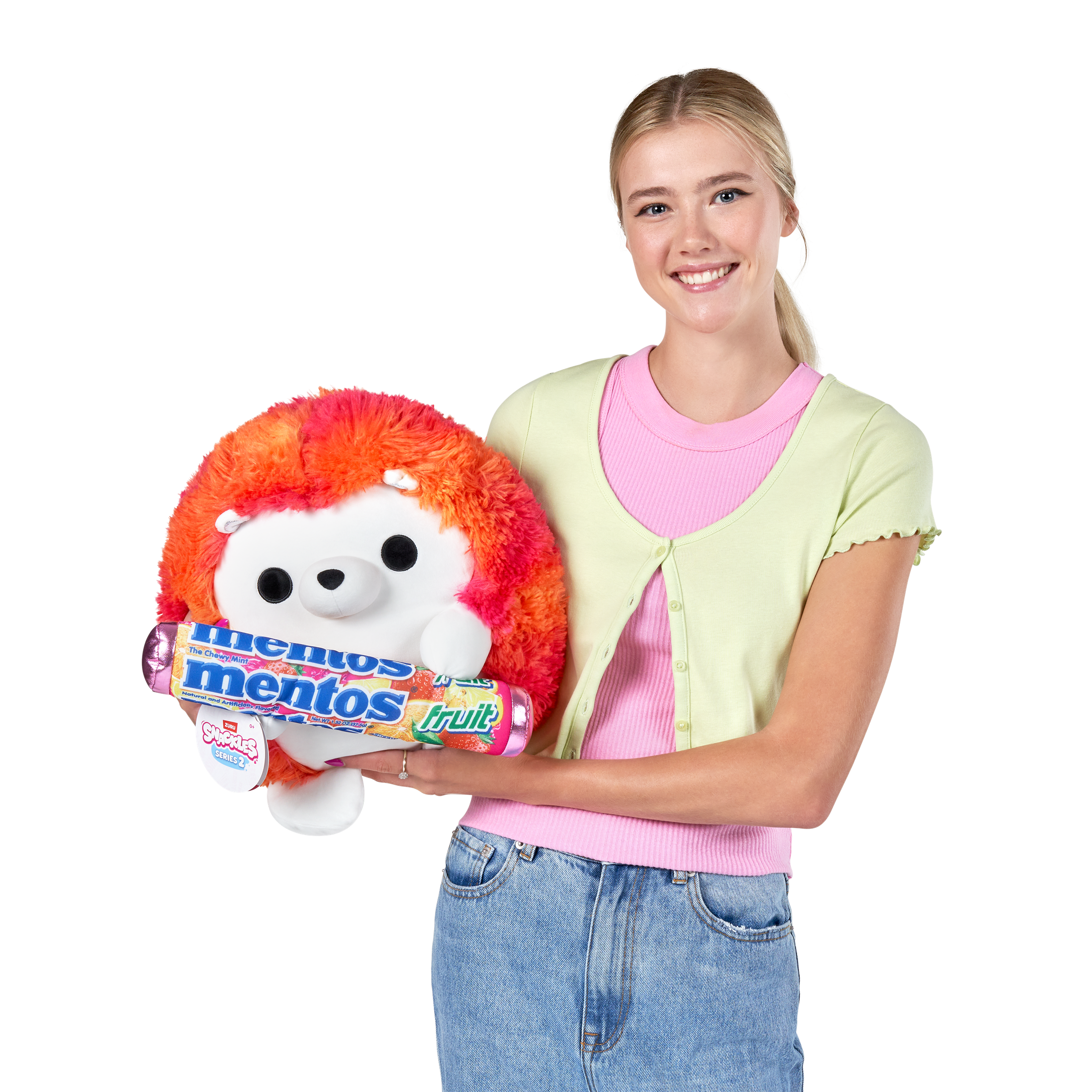 Snackles Super Sized 14 inch Squishy plush Hedgehog & Mentos (Fruit)