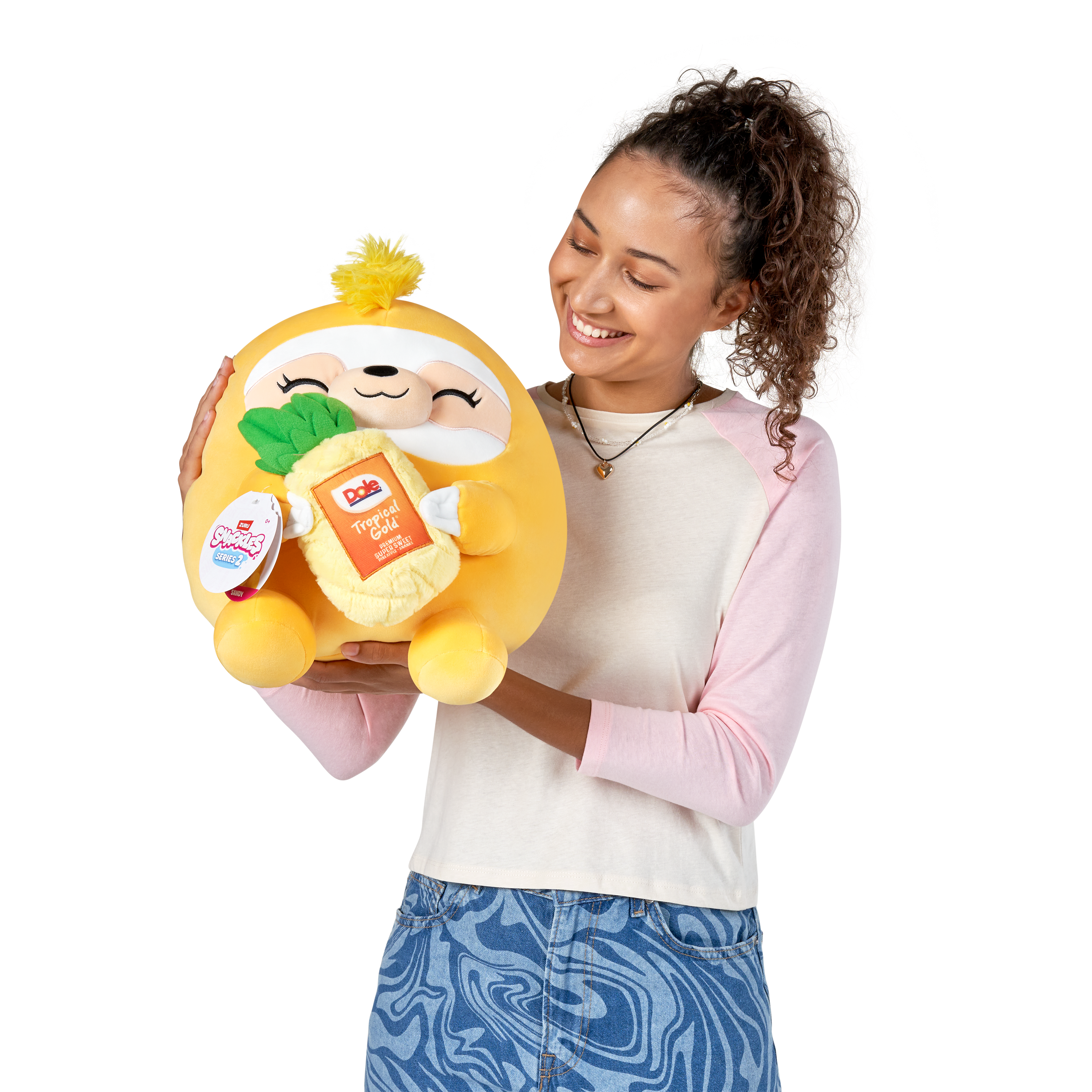 Snackles Super Sized 14 inch Squishy plush Sloth & Dole (Pineapple)