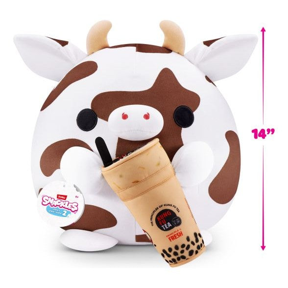 Snackles Super Sized 14 inch Squishy plush  Cow & Kung Fu Tea