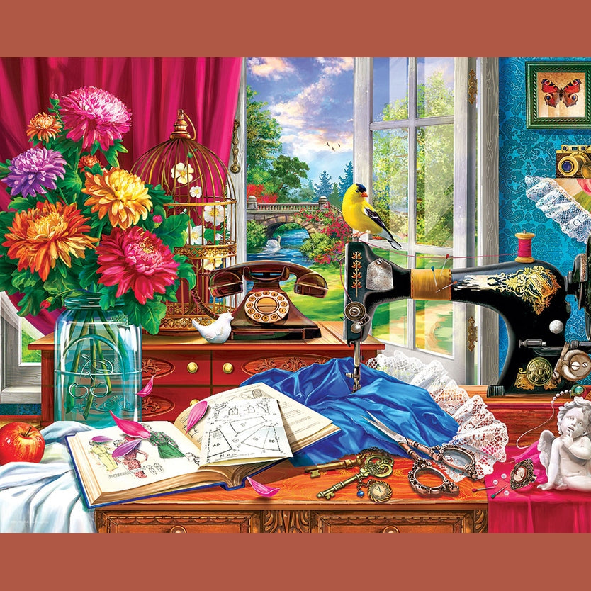Eurographics Sewing Machine / Collecable Tin550 Piece Smart Cut Jigsaw Puzzle