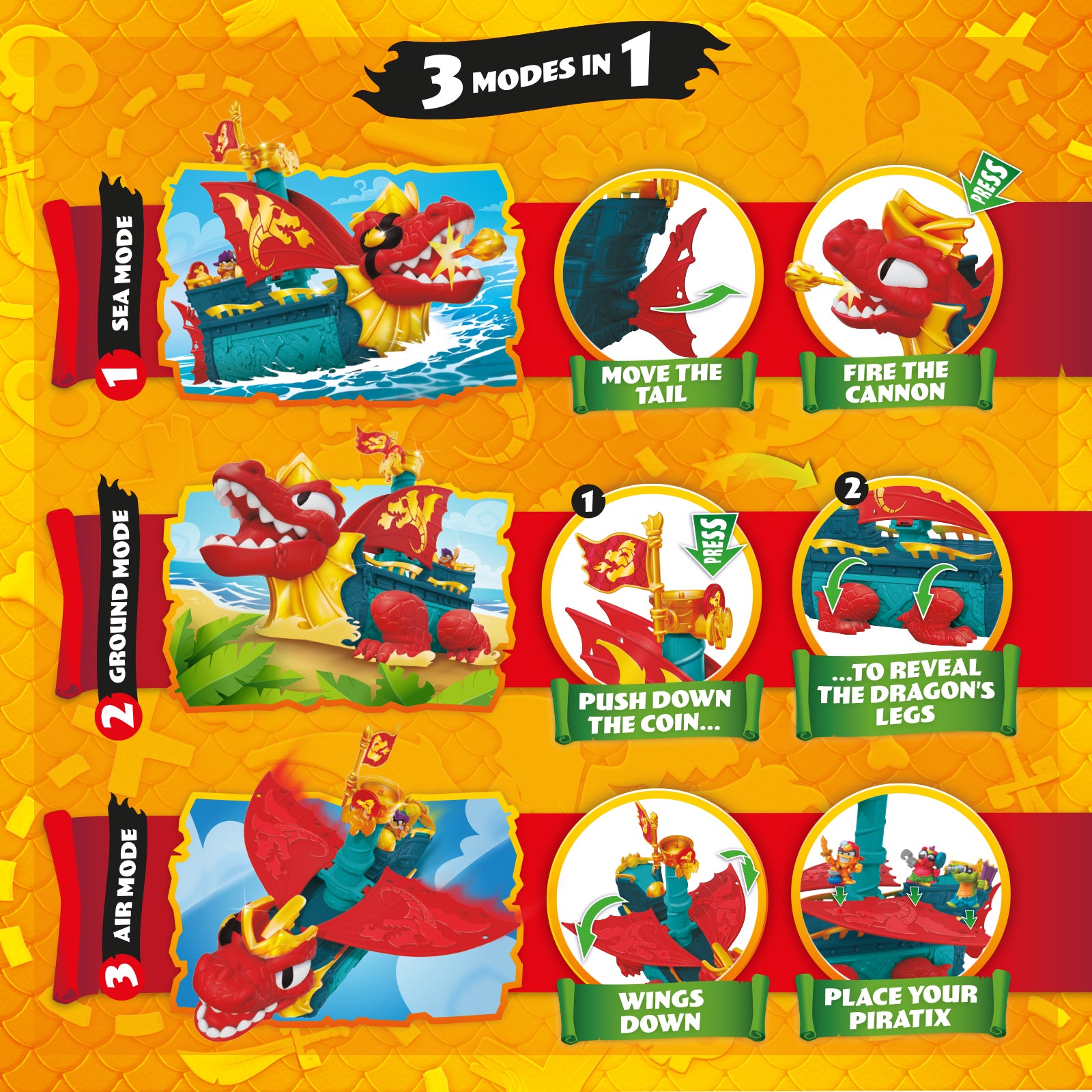 Piratix Dragon Ship 3-in-1 Pirate Playset