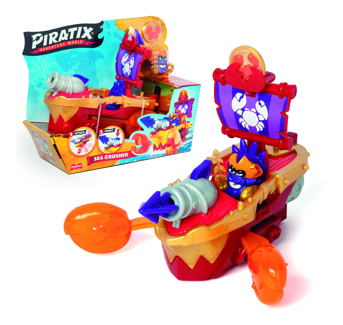 Piratix Golden Treasure Sea Crusher Pirate Ship with Captain Wings