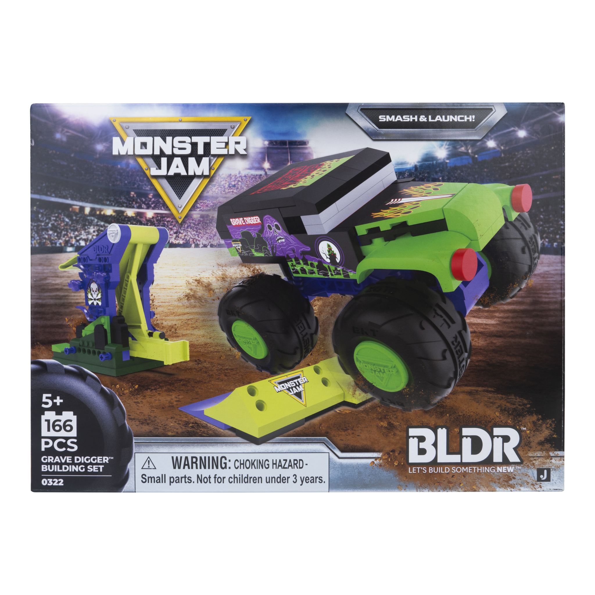 BLDR Monster Jam Grave Digger Launch & Build Set – 166 Pieces