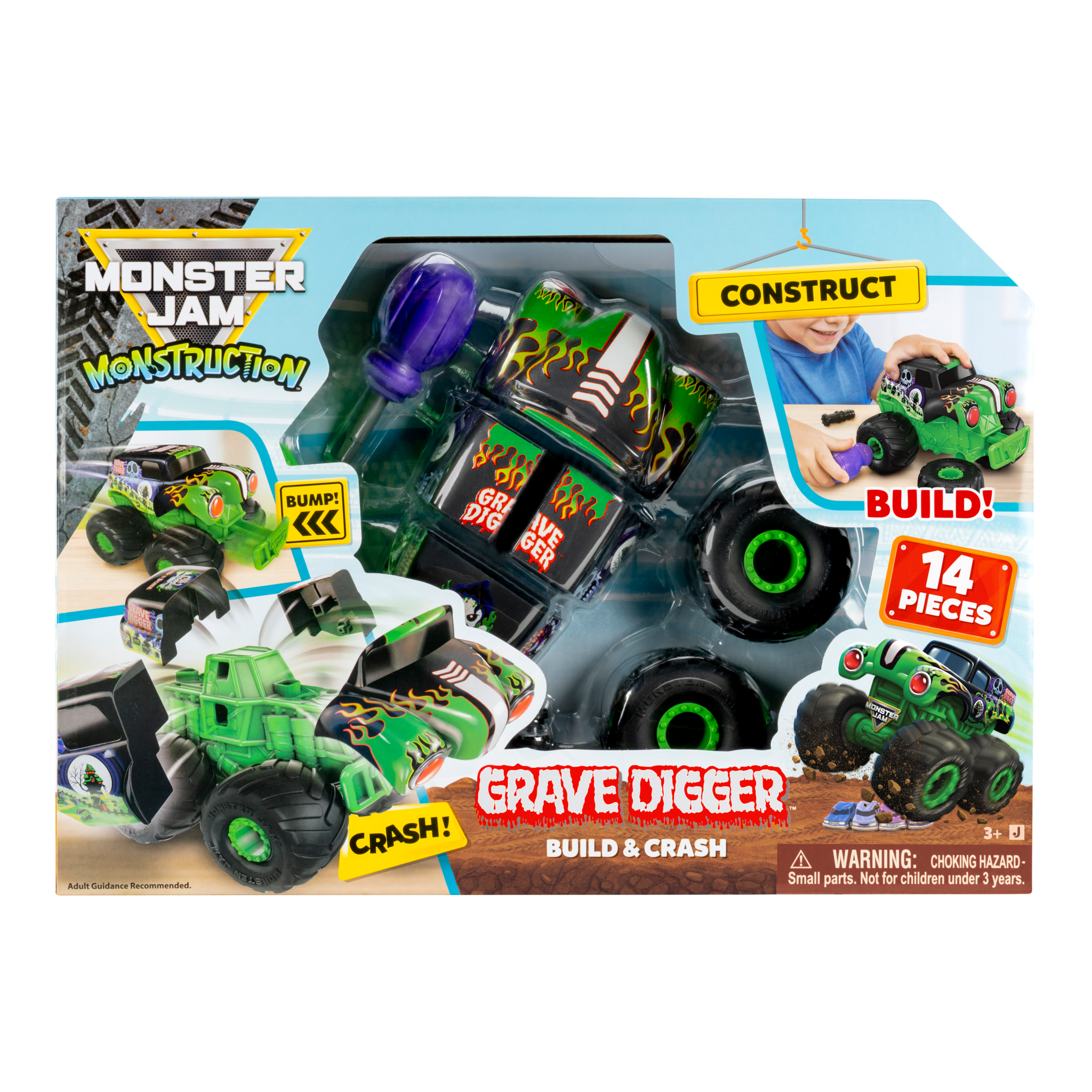 Monster Jam Monstruction Grave Digger 8-Inch Build & Crash Monster Truck