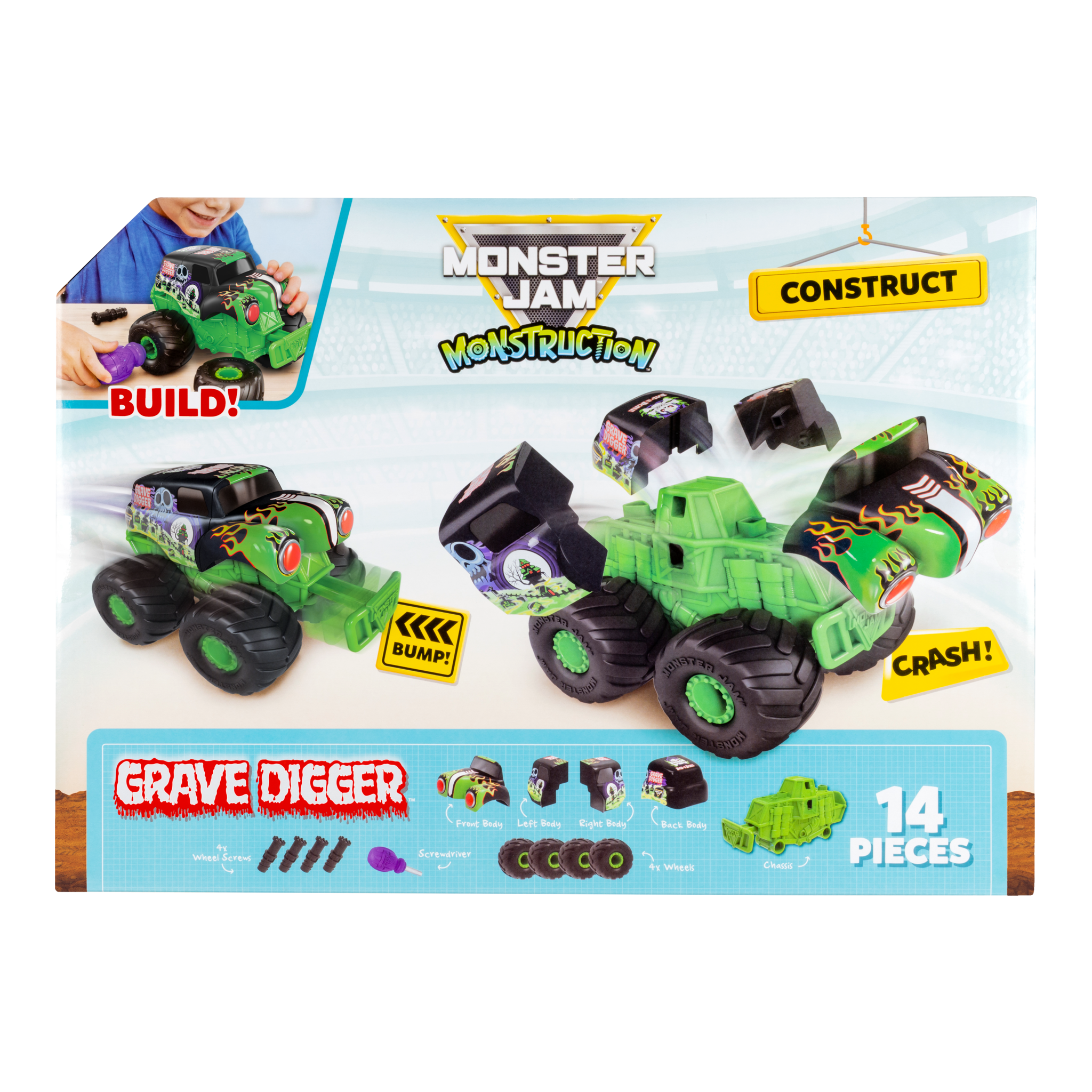 Monster Jam Monstruction Grave Digger 8-Inch Build & Crash Monster Truck