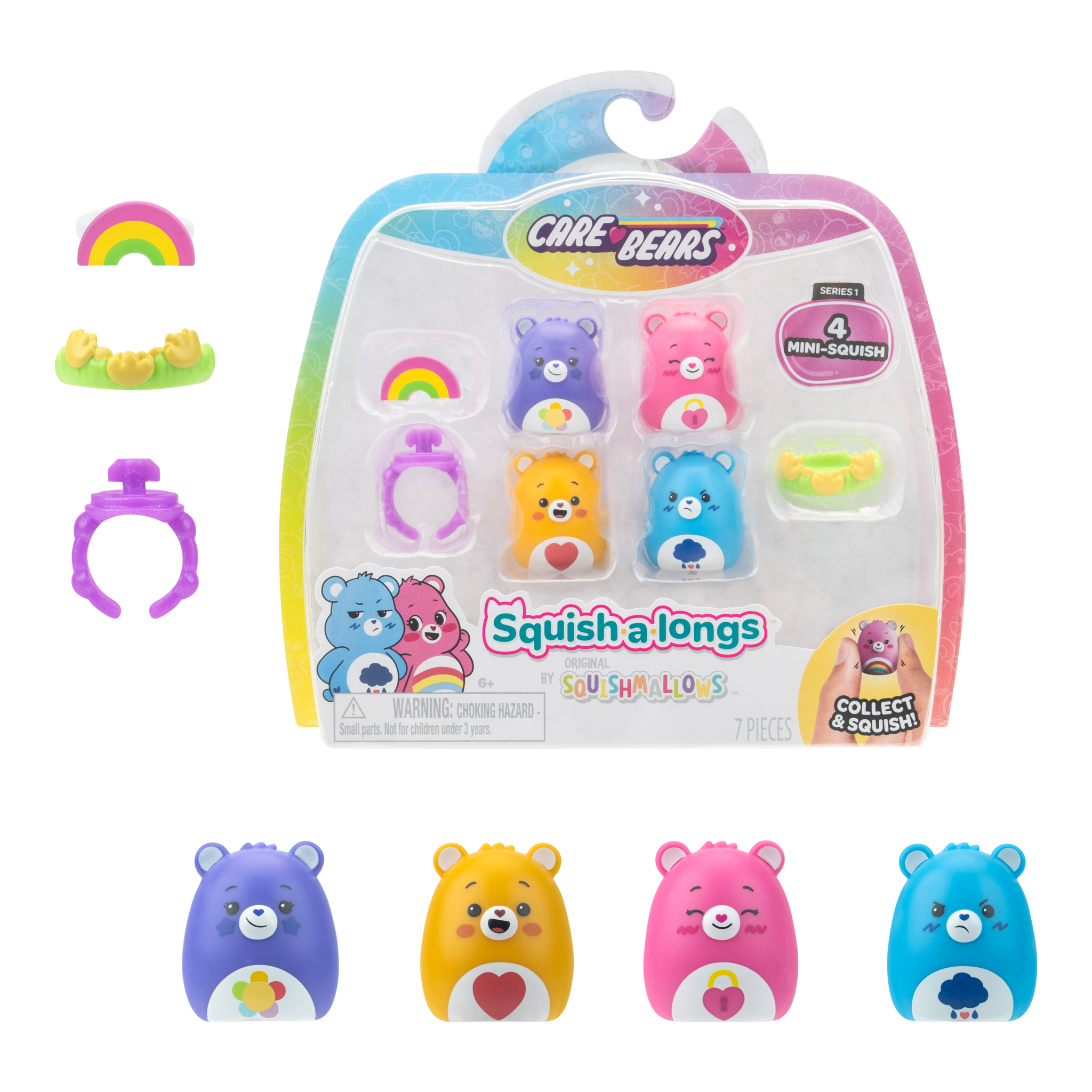 Squishmallows Squish-a-longs Care Bears Mini-Squish 4-Pack Style 2