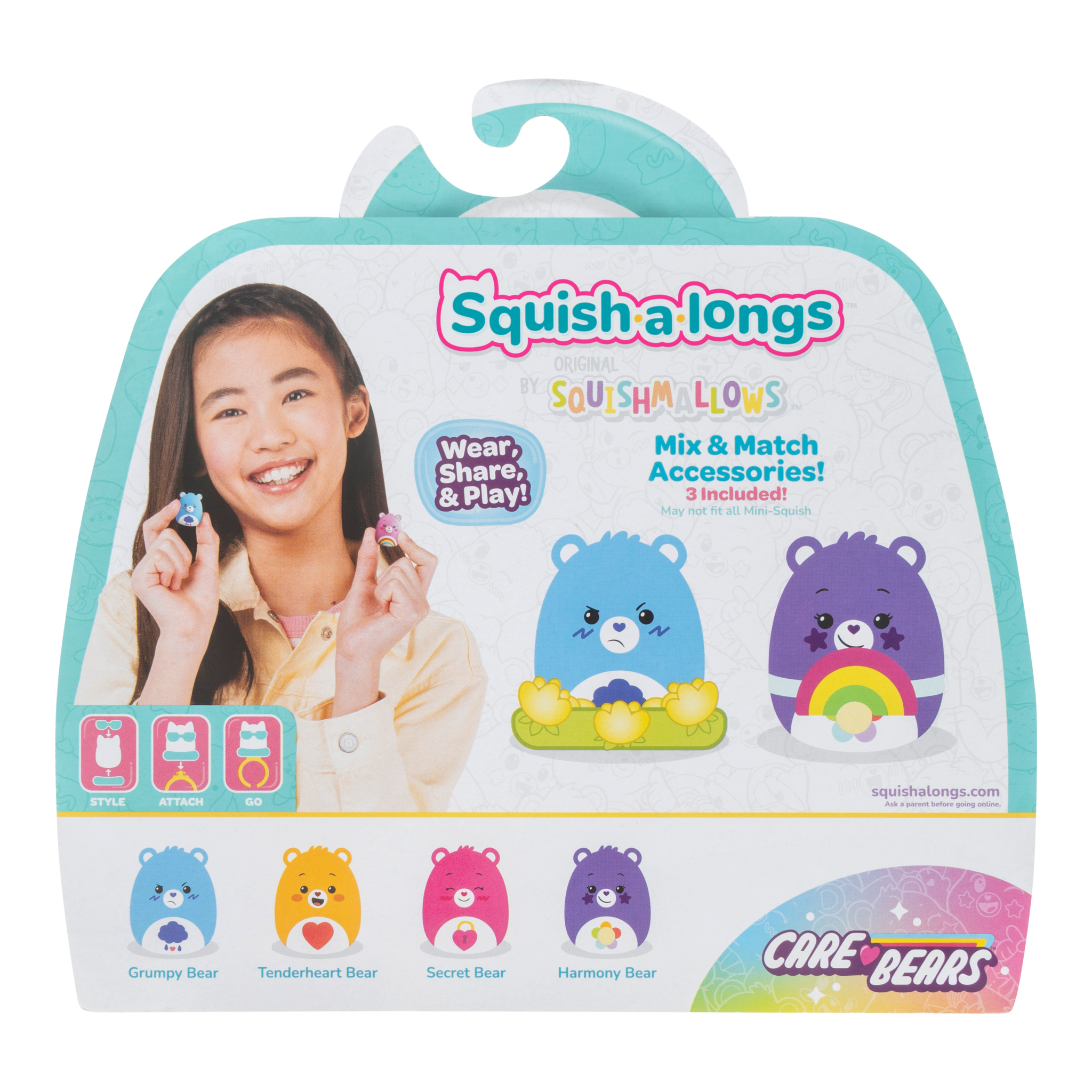 Squishmallows Squish-a-longs Care Bears Mini-Squish 4-Pack Style 2