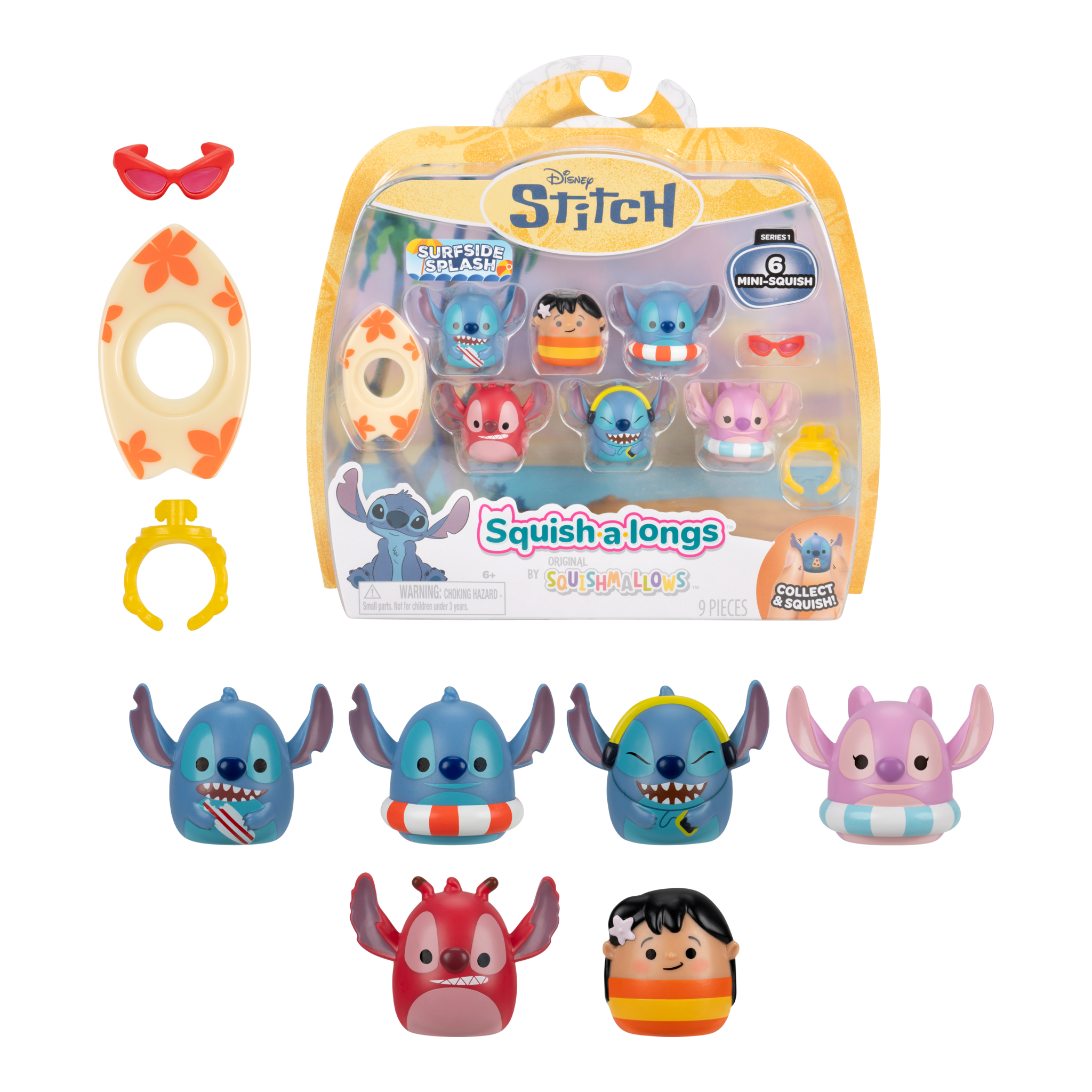 Squish-a-longs Disney Stitch Mini-Squish 6-Pack Style 1 Wave 1