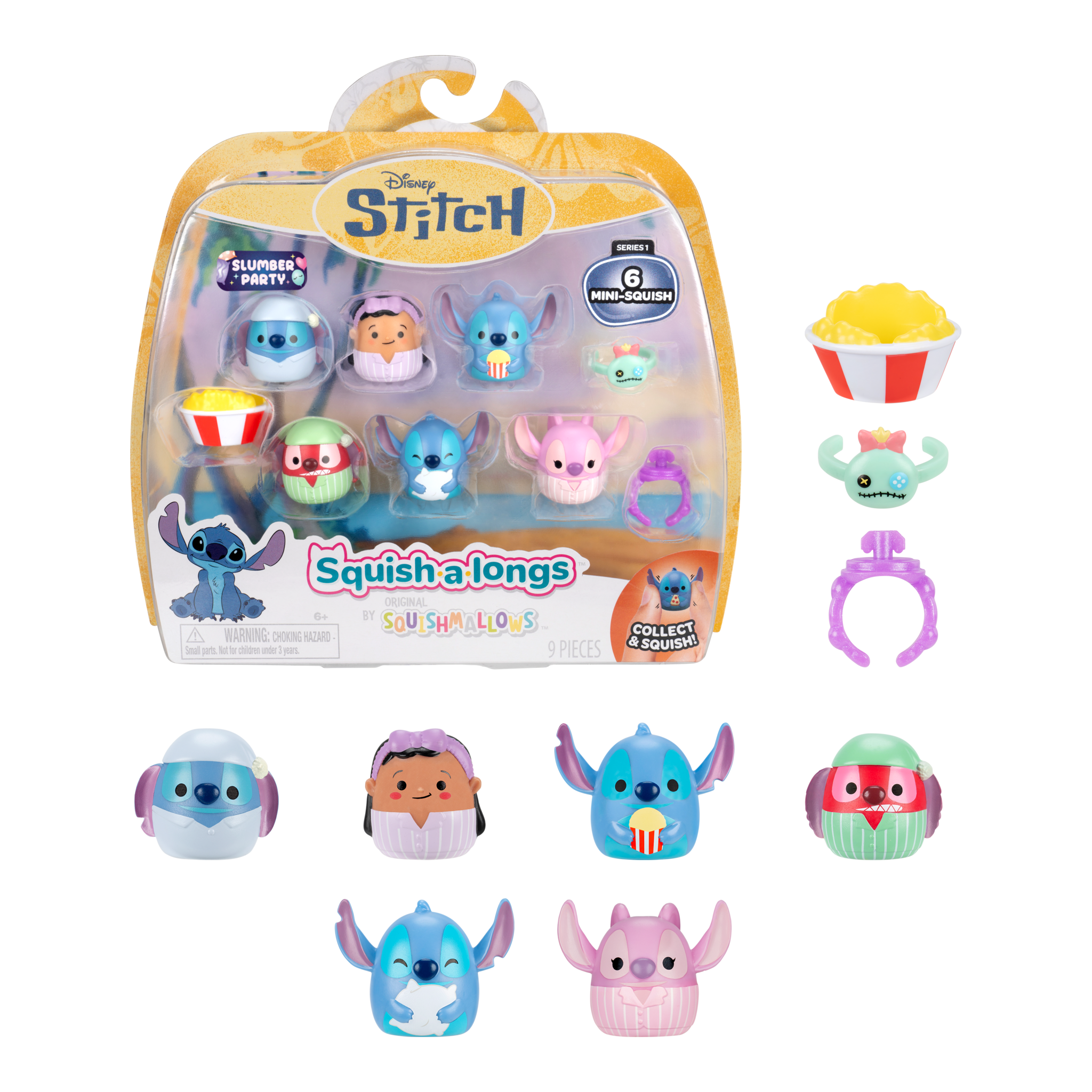 Disney Stitch Squish-a-longs 6-Figure Pack – Style 2