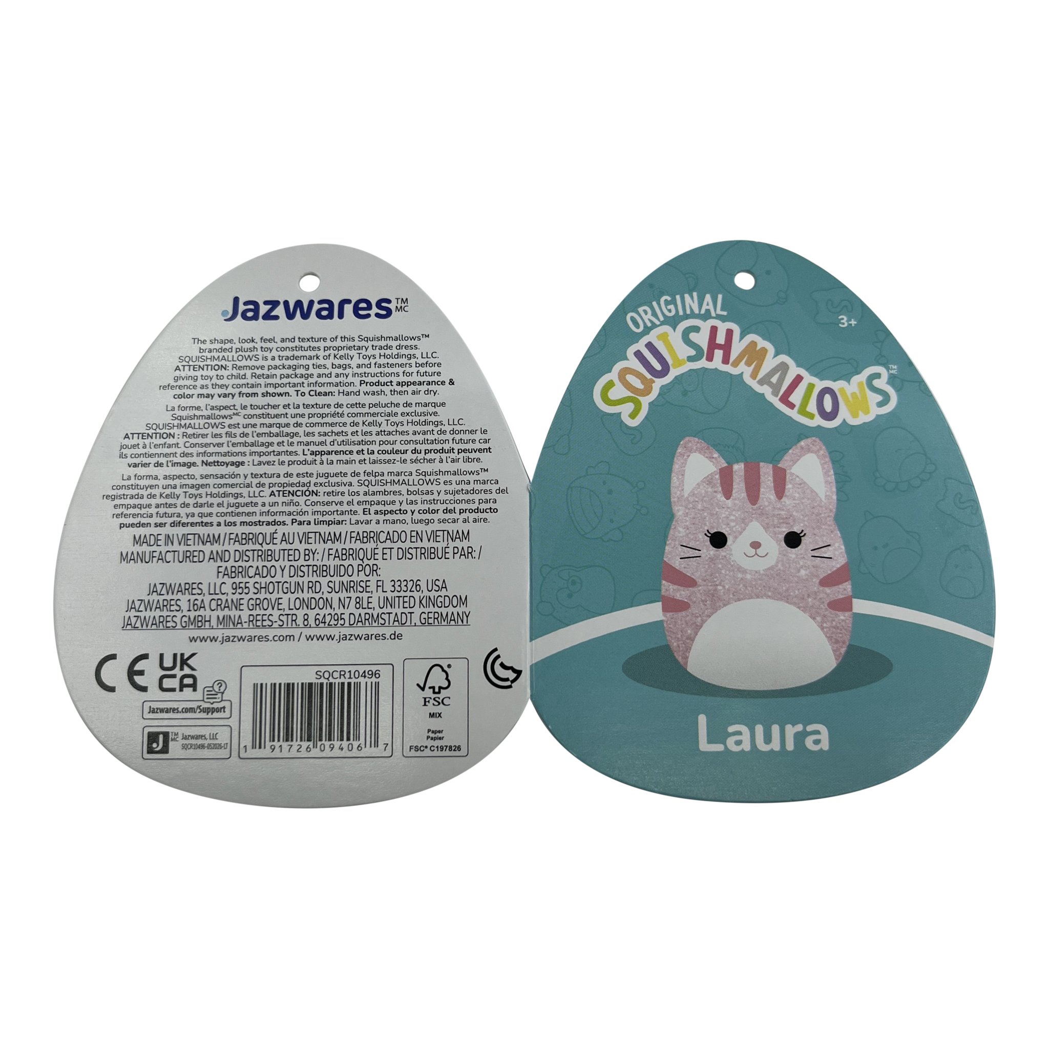 Squishmallows Laura Pink Tabby Cat 12-Inch Plush