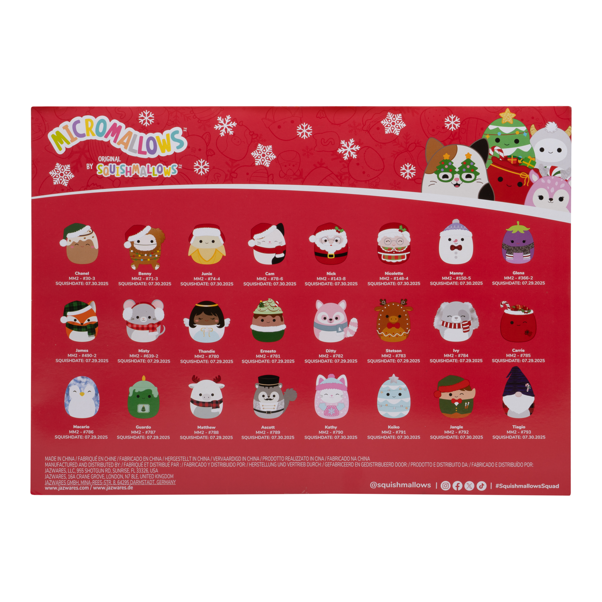 Squishmallows Micromallows 24-Day Holiday Advent Calendar – 24 Mini Plush Toys