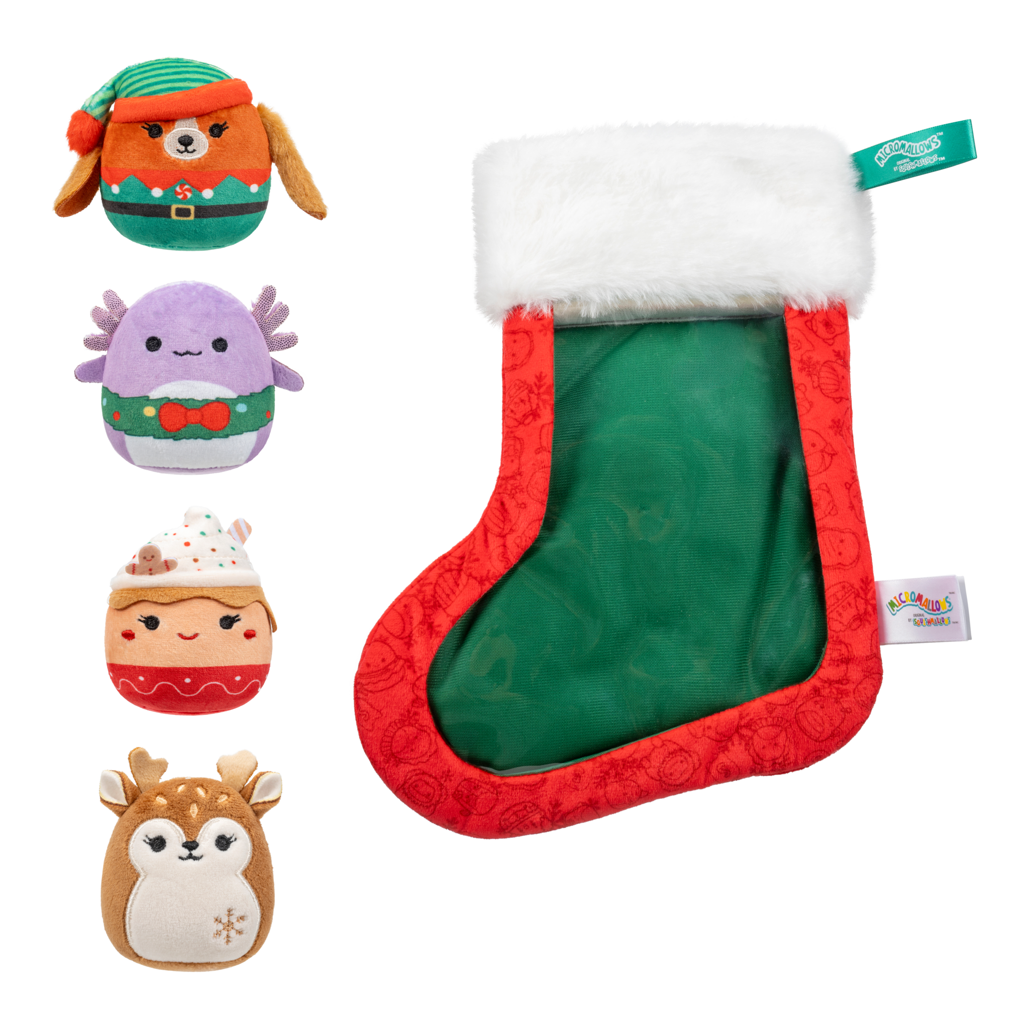 Squishmallows Micromallows Holiday Stocking with 4 Plush Toys