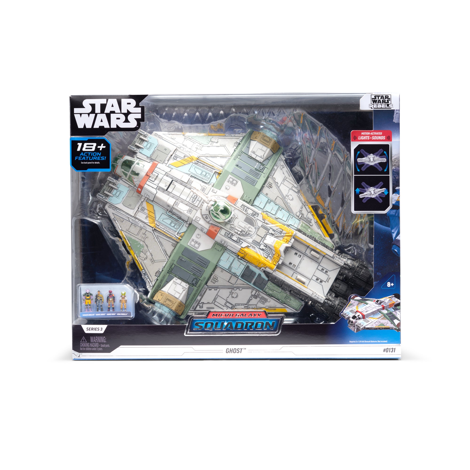 Star Wars Micro Galaxy Squadron The Ghost 15-Inch Vehicle with Lights, Sounds and 4 Figures