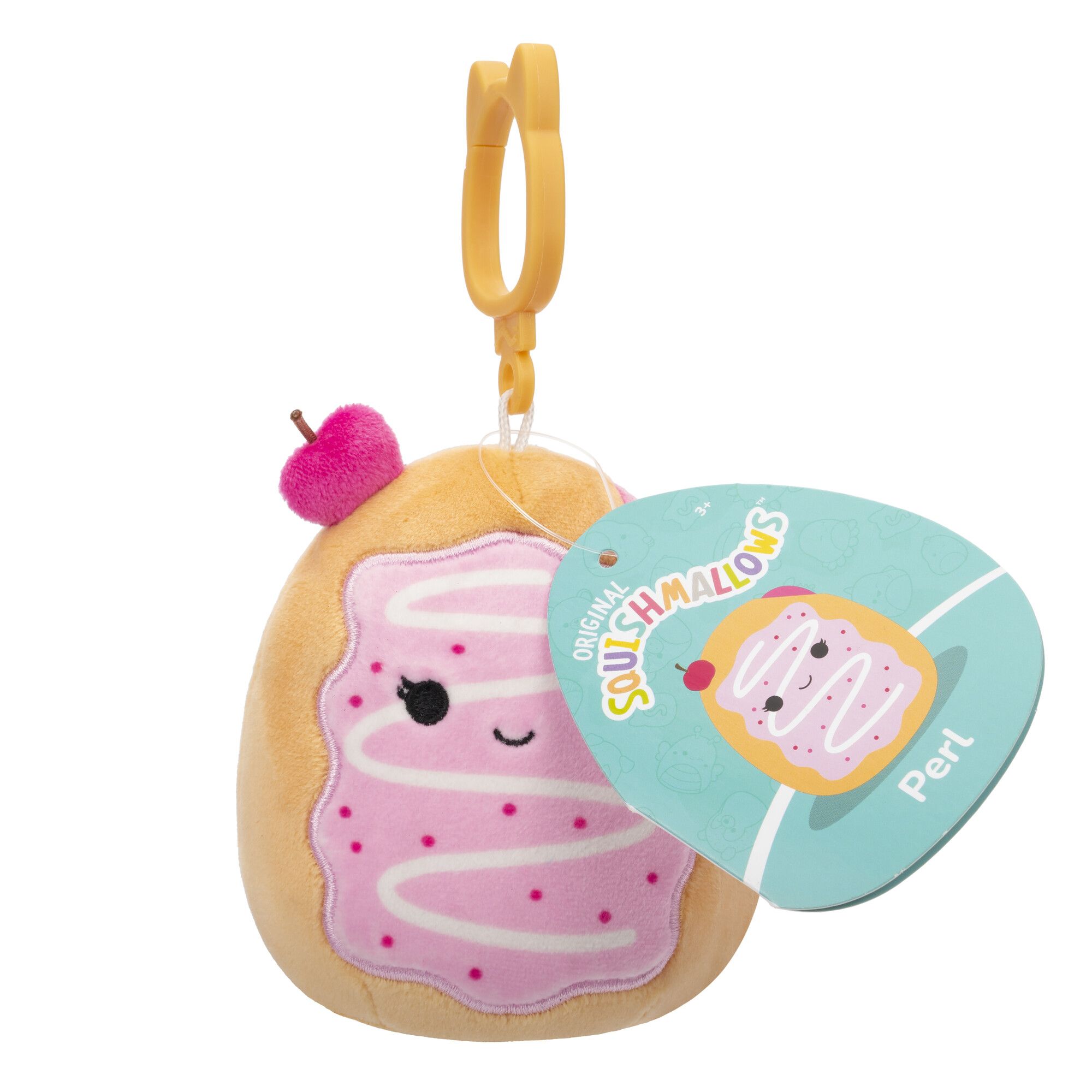 Squishmallow Kellytoy Plush 3.5" Clip On Keychain - Perl