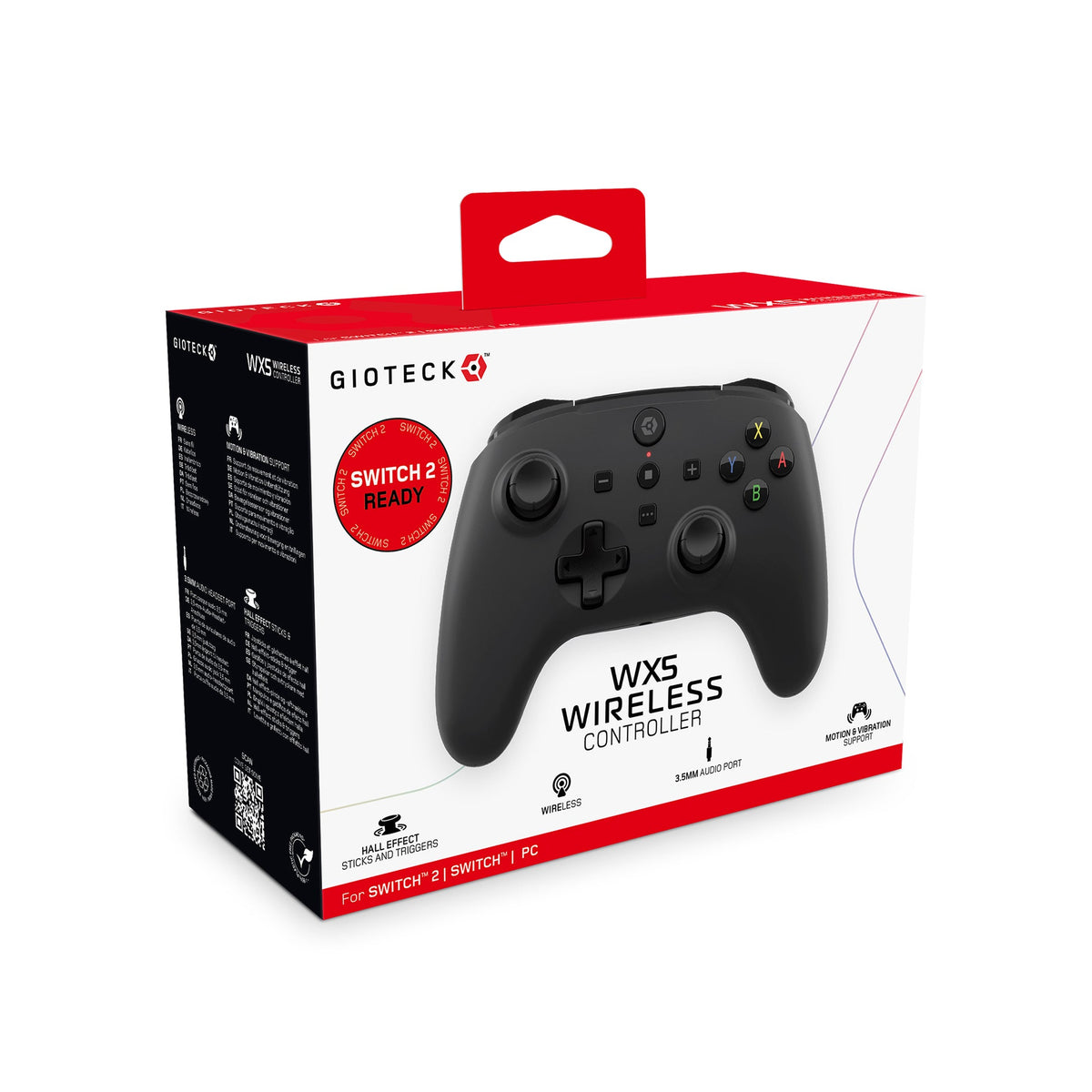Gioteck WX5 Wireless Controller for Nintendo Switch 2, Switch & PC - Black