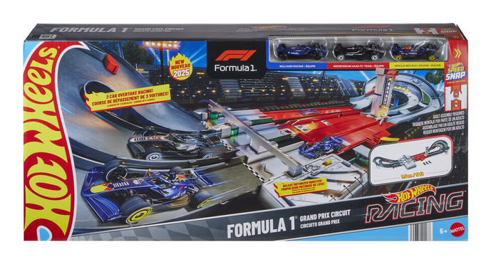 Hot Wheels Racing Formula 1 Grand Prix Circuit Track Set with 3 Cars