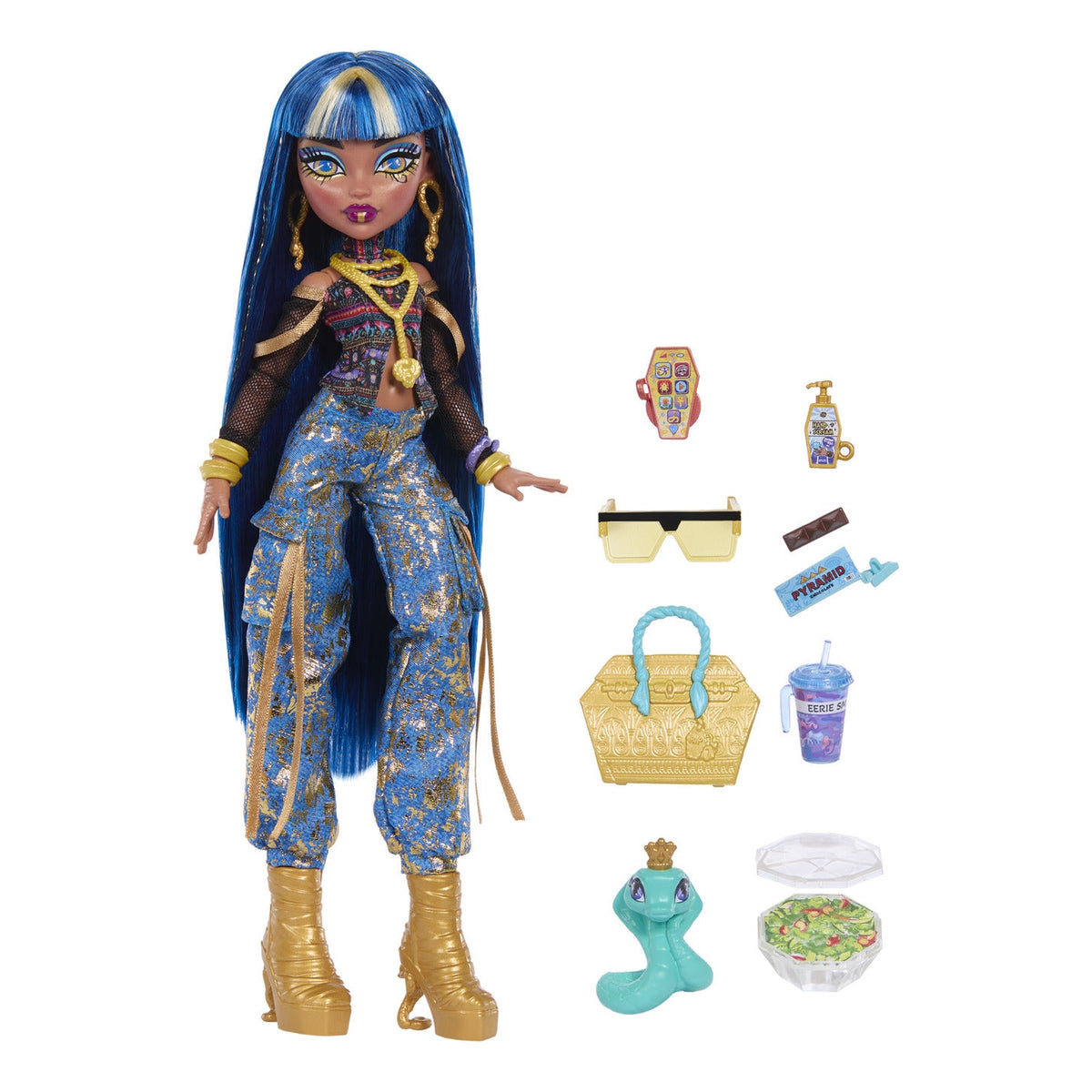 Monster High Cleo De Nile Fashion Doll with Hissette and 7 Accessories