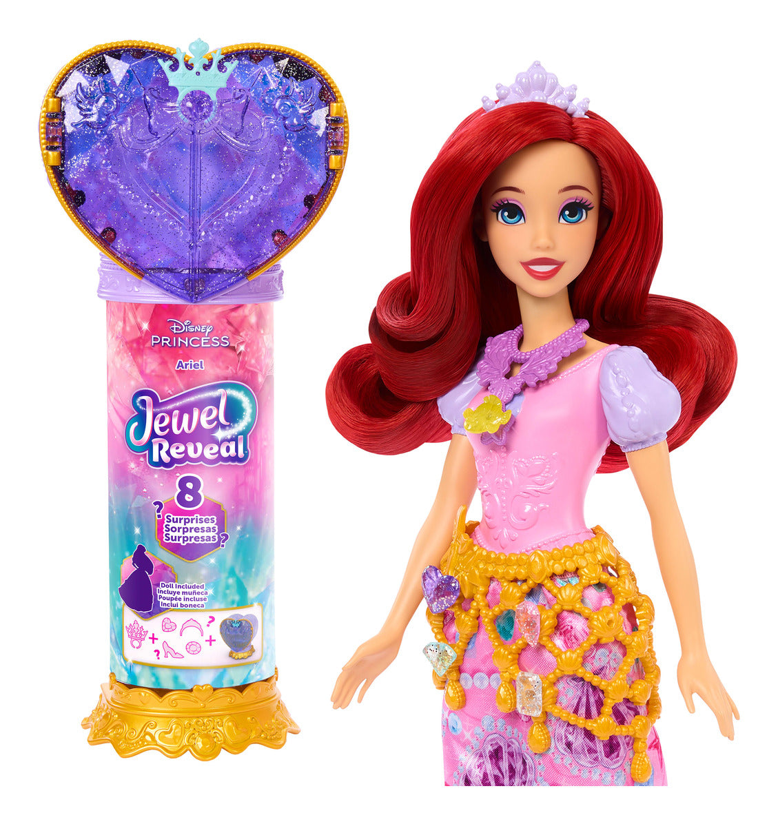 Disney Princess Jewel Reveal Ariel Doll with 8 Surprises