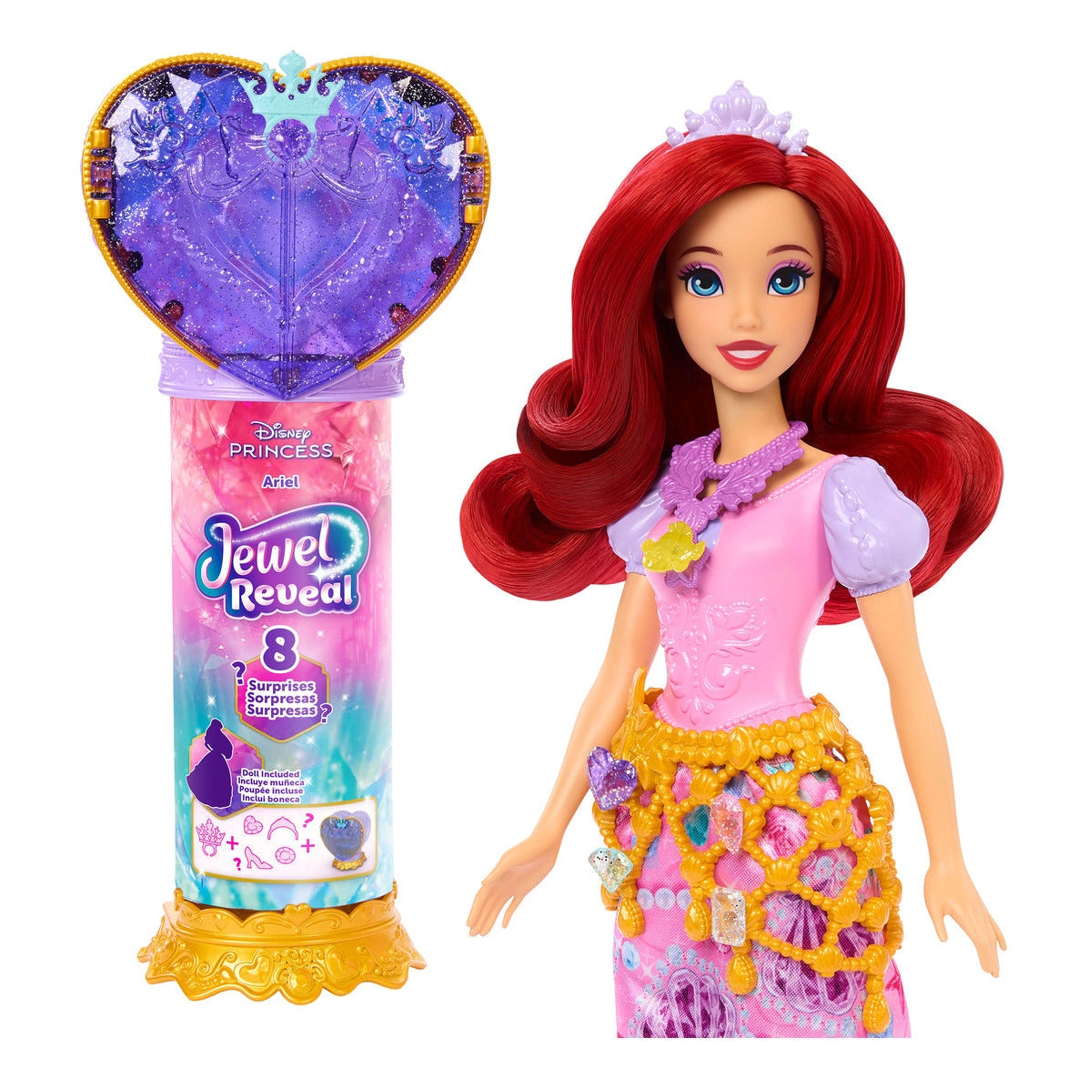 Disney Princess Jewel Reveal Ariel Doll with 8 Surprises