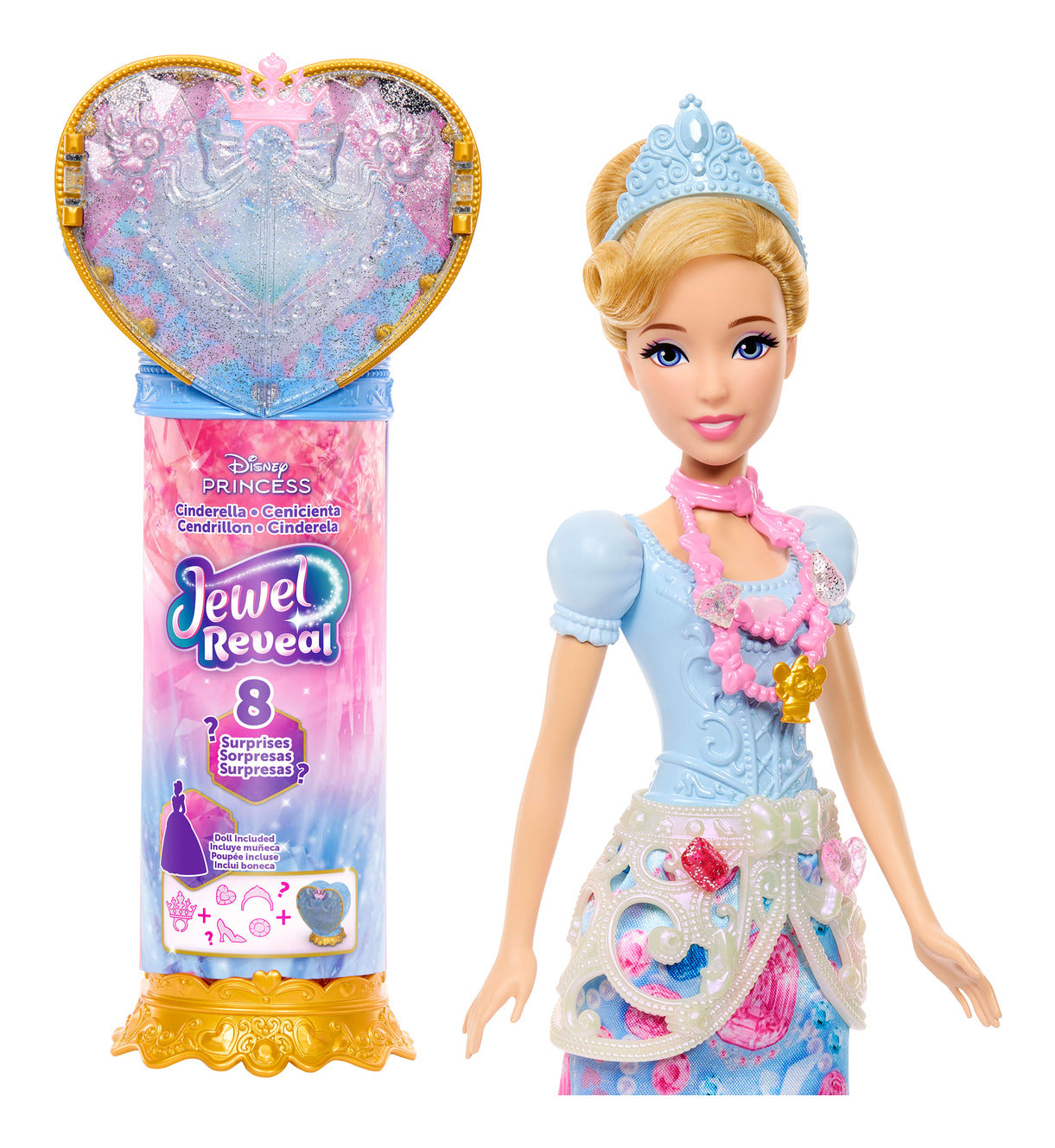 Disney Princess Jewel Reveal Cinderella Doll with 8 Surprises