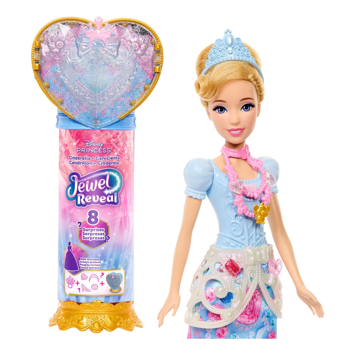 Disney Princess Jewel Reveal Cinderella Doll with 8 Surprises