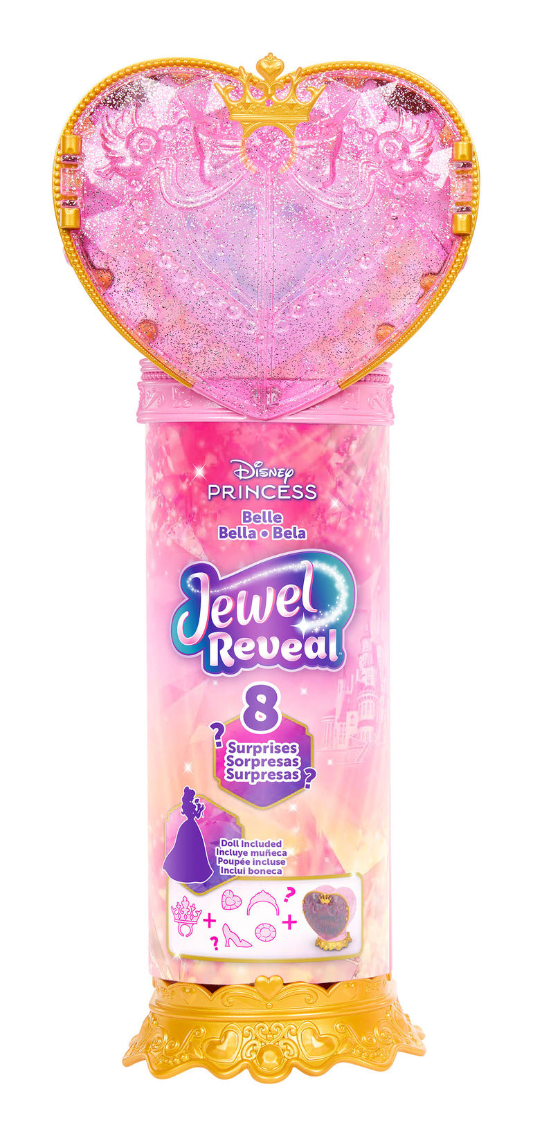 Mattel Disney Princess Jewel Reveal Belle Fashion Doll with 8 Surprises