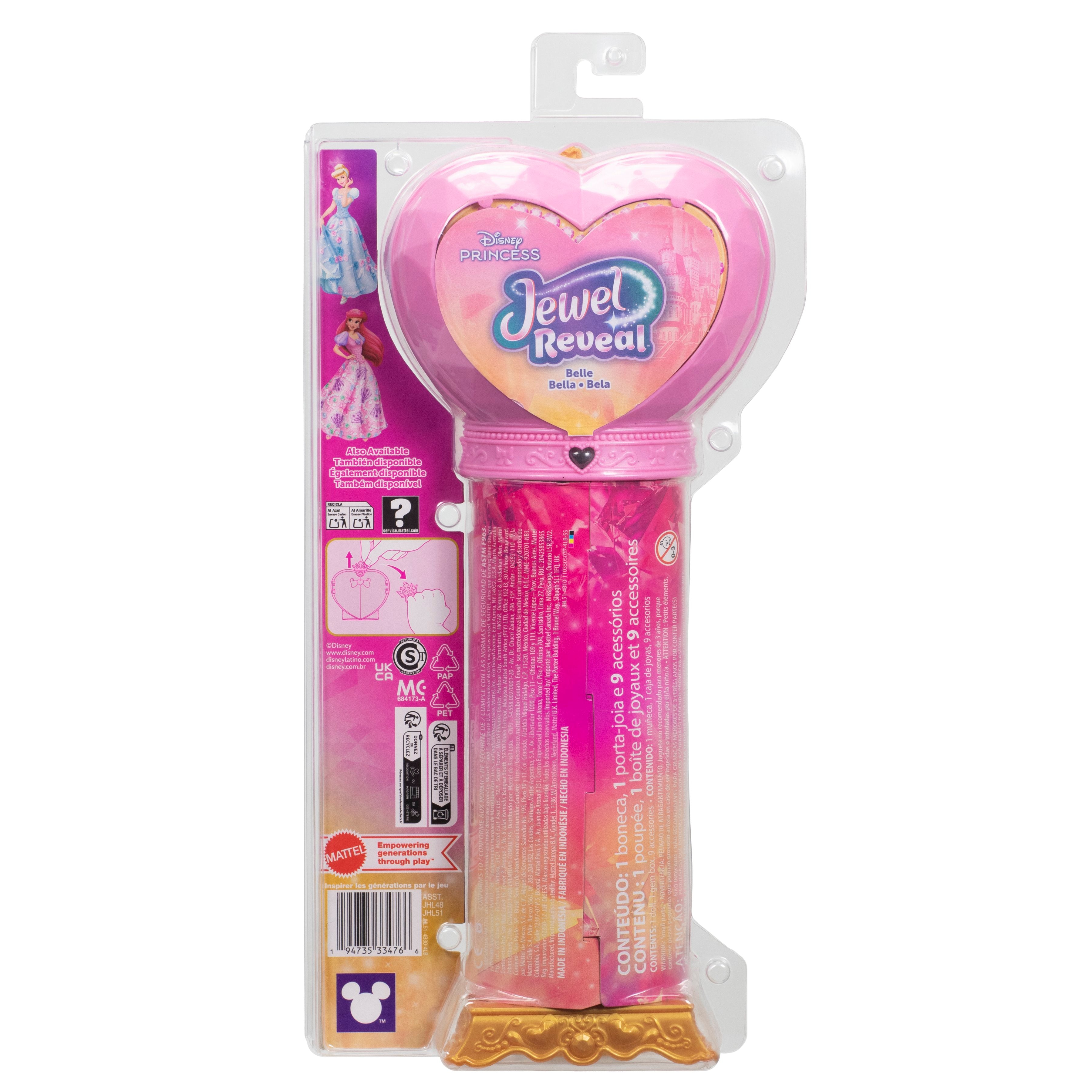 Mattel Disney Princess Jewel Reveal Belle Fashion Doll with 8 Surprises