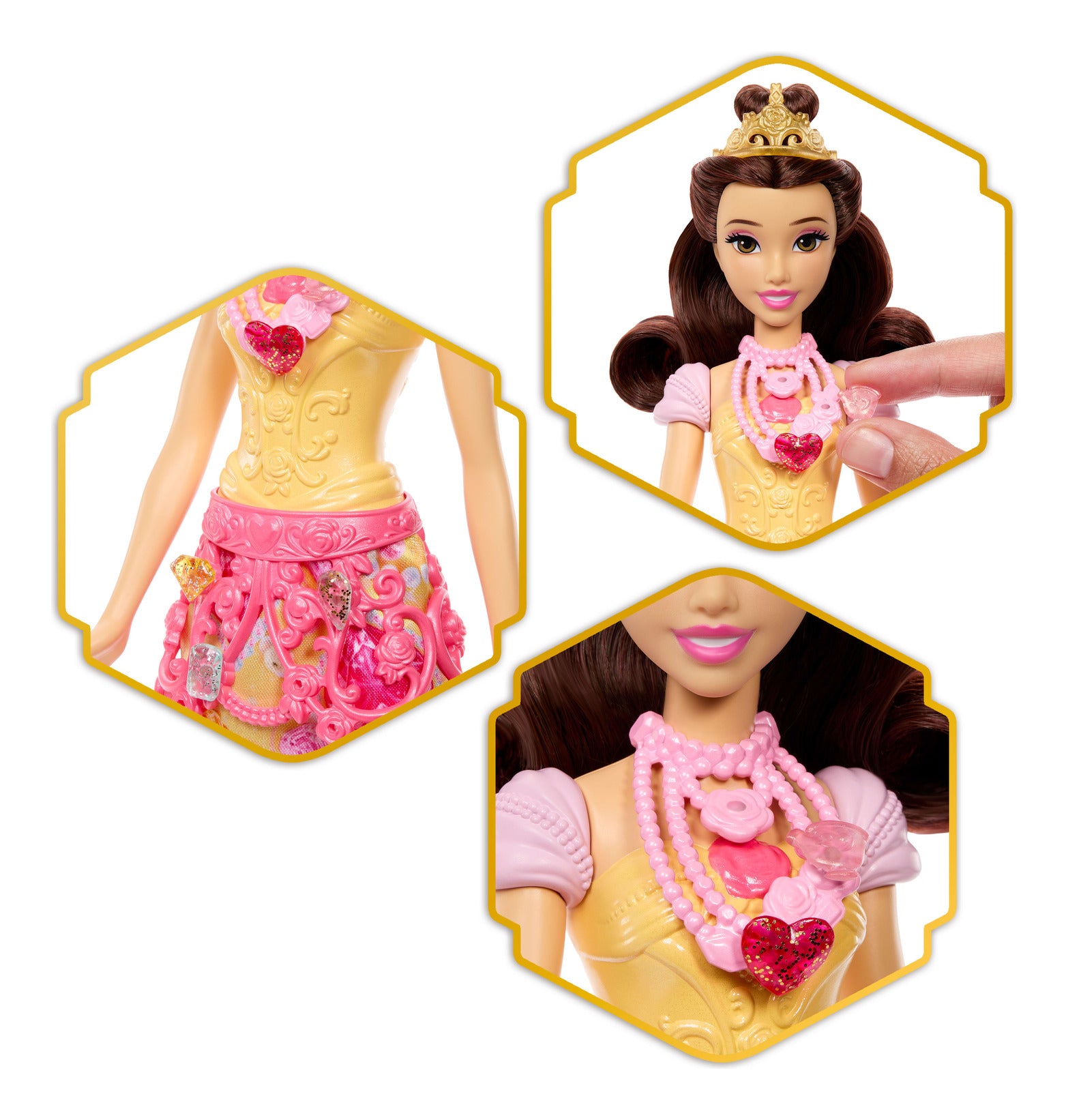 Mattel Disney Princess Jewel Reveal Belle Fashion Doll with 8 Surprises