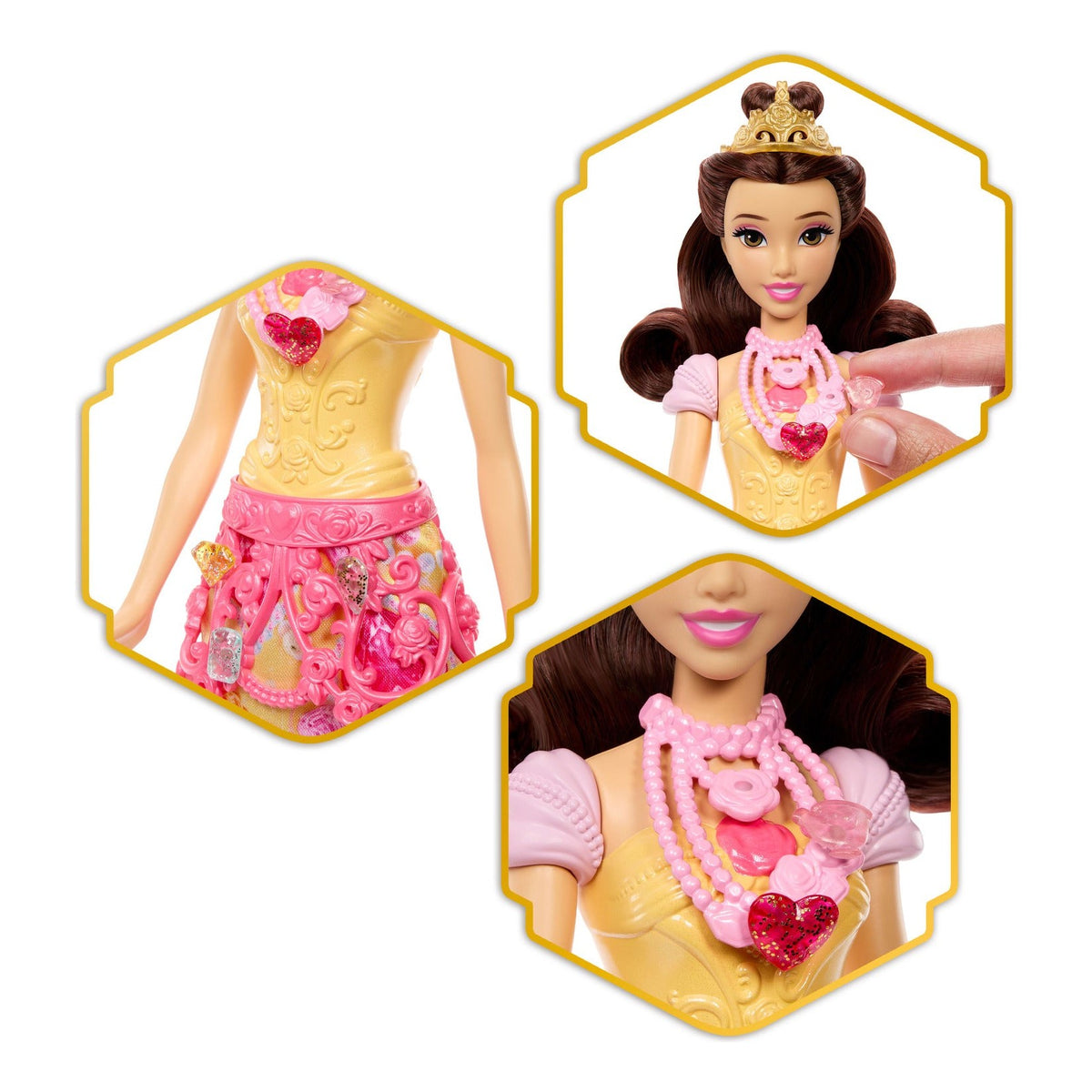 Mattel Disney Princess Jewel Reveal Belle Fashion Doll with 8 Surprises