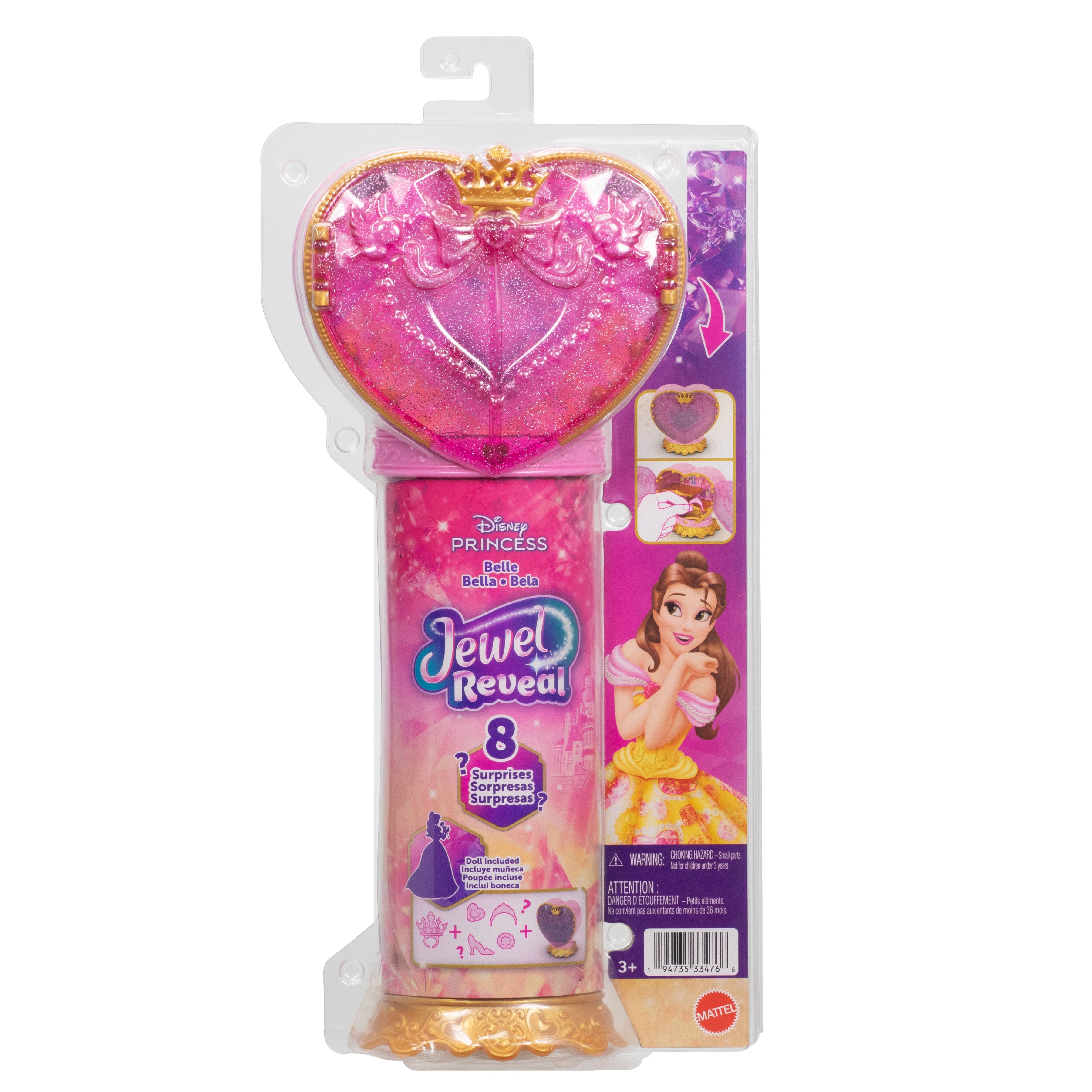 Mattel Disney Princess Jewel Reveal Belle Fashion Doll with 8 Surprises