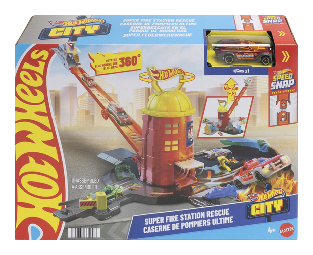 Hot Wheels City Super Fire Station Rescue Playset with Fire Truck