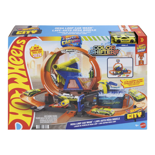 Hot Wheels City Mega Loop Car Wash Playset with Colour Shifters Car