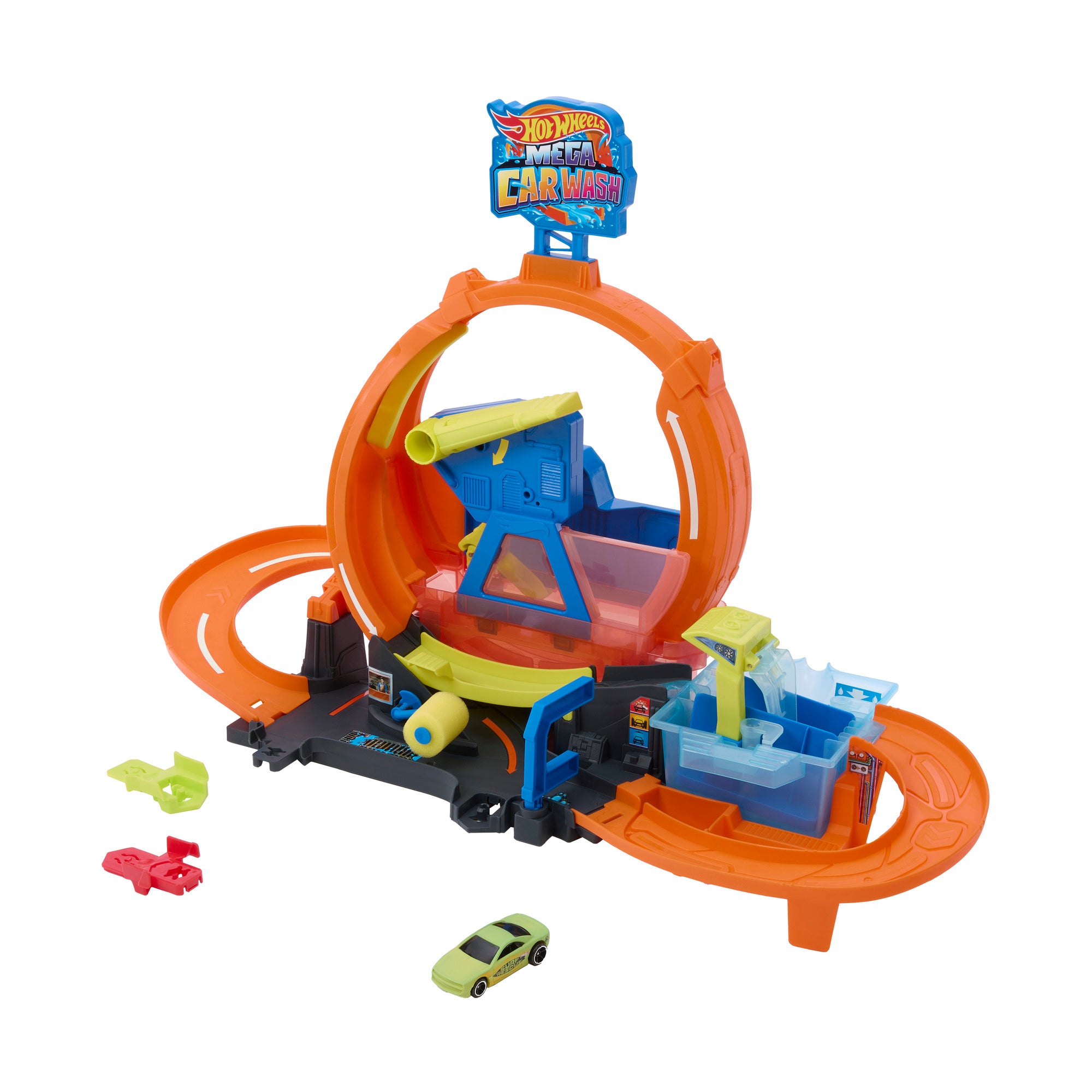 Hot Wheels City Mega Loop Car Wash Playset with Colour Shifters Car