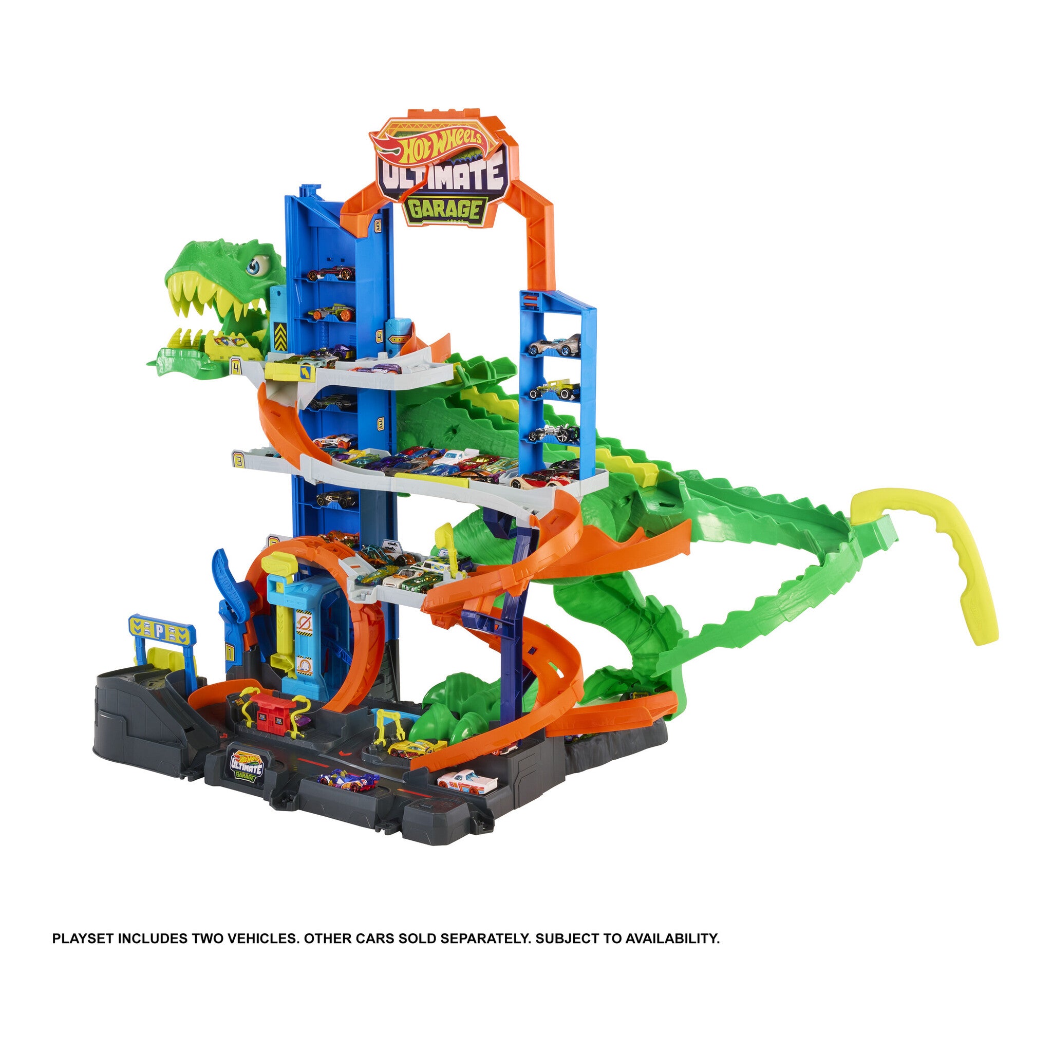 Hot Wheels City Ultimate T-Rex Garage Playset with 2 Cars