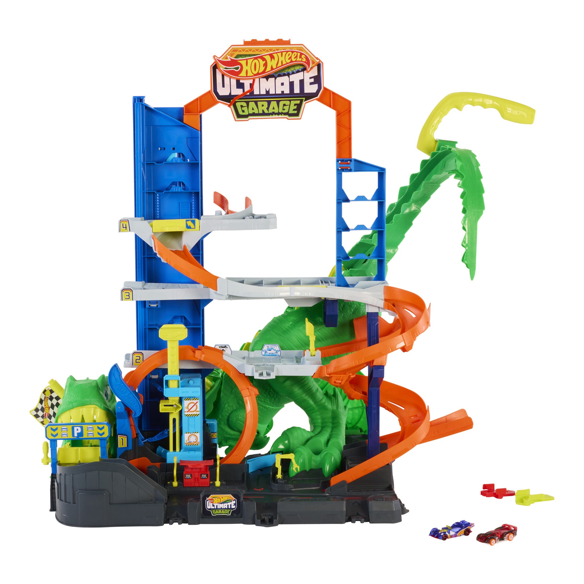 Hot Wheels City Ultimate T-Rex Garage Playset with 2 Cars