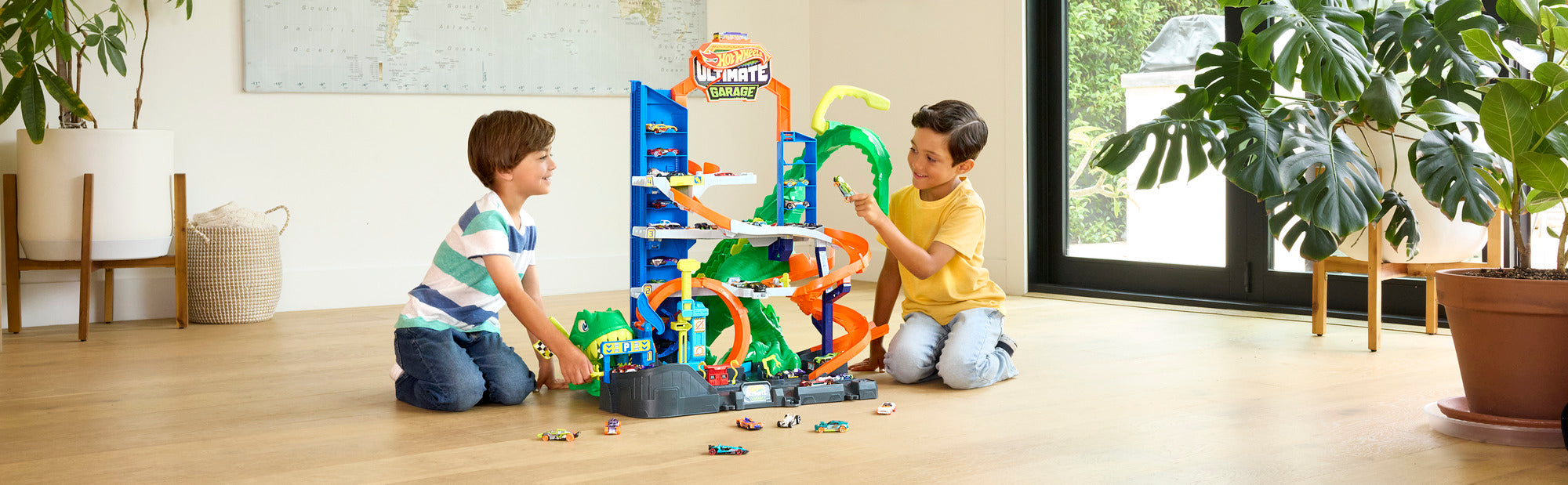 Hot Wheels City Ultimate T-Rex Garage Playset with 2 Cars
