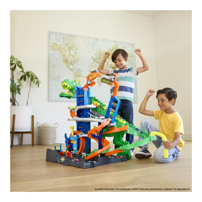 Hot Wheels City Ultimate T-Rex Garage Playset with 2 Cars