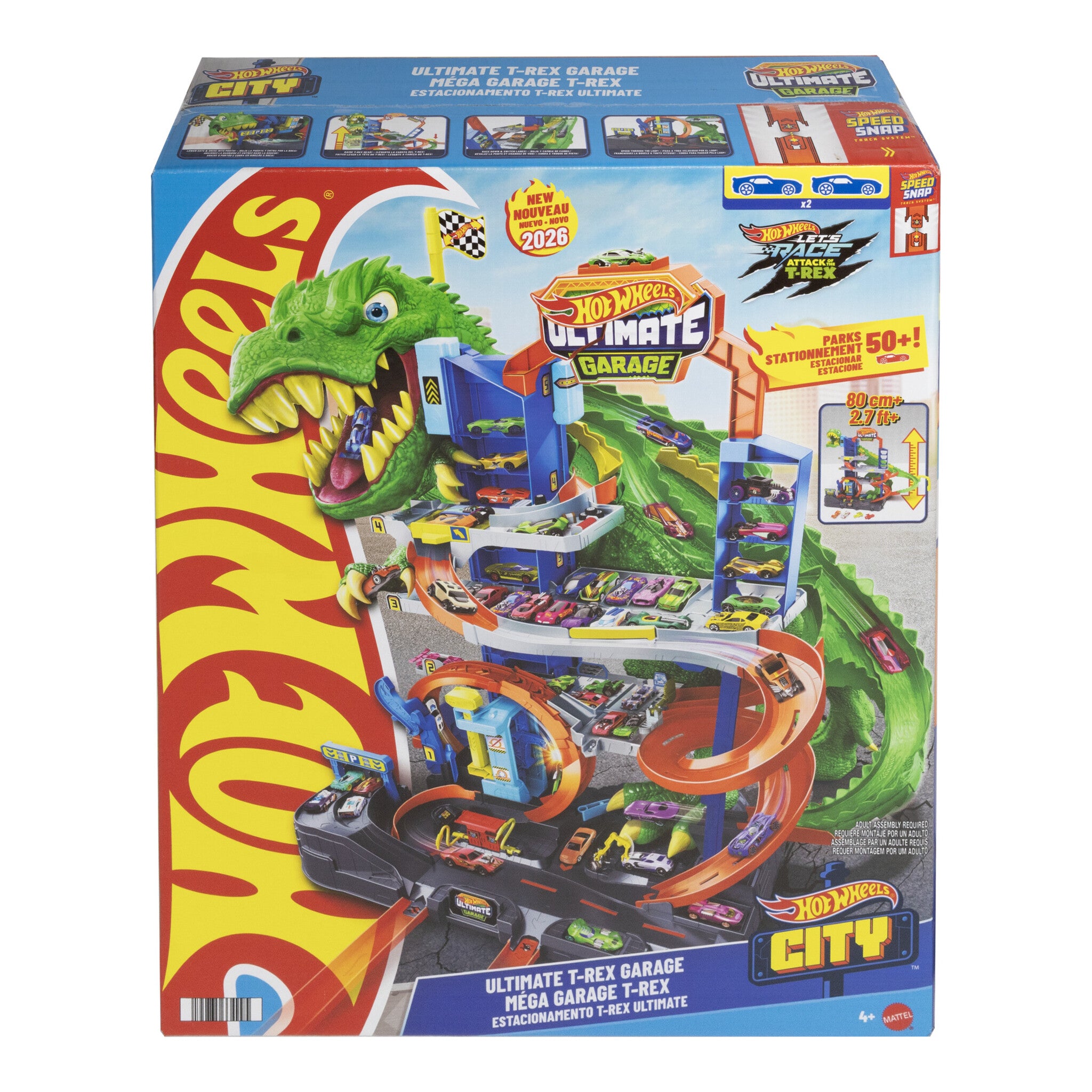 Hot Wheels City Ultimate T-Rex Garage Playset with 2 Cars