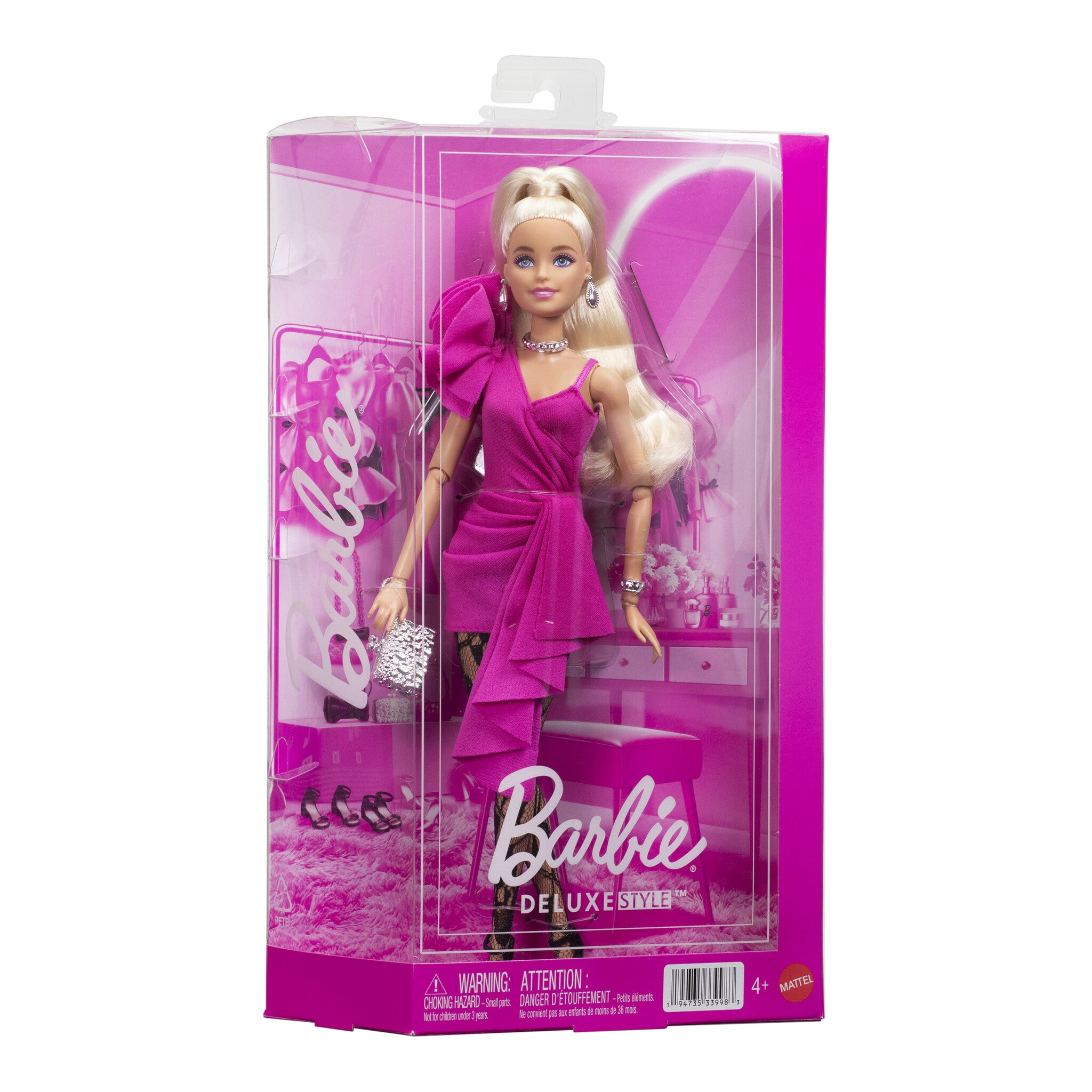 Barbie Deluxe Style Doll #15 Blonde with Hot Pink Dress