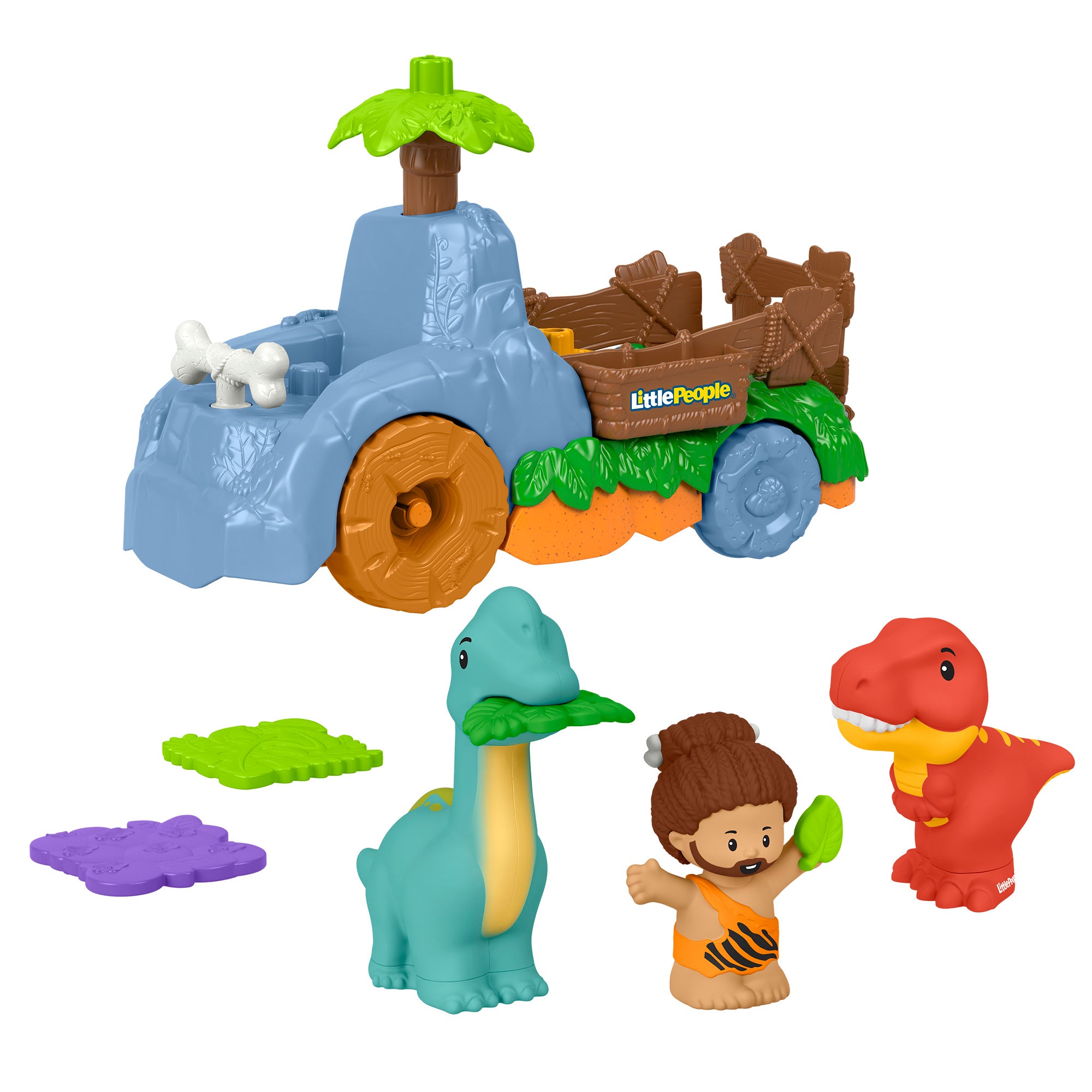 Fisher-Price Little People Dino Wobble Truck Dinosaur Toy Set