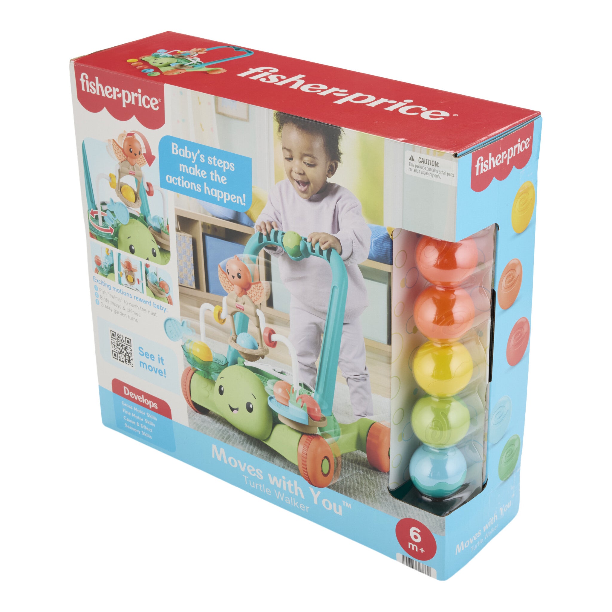 Fisher-Price Moves with You Turtle Walker Activity Push Toy with 5 Balls