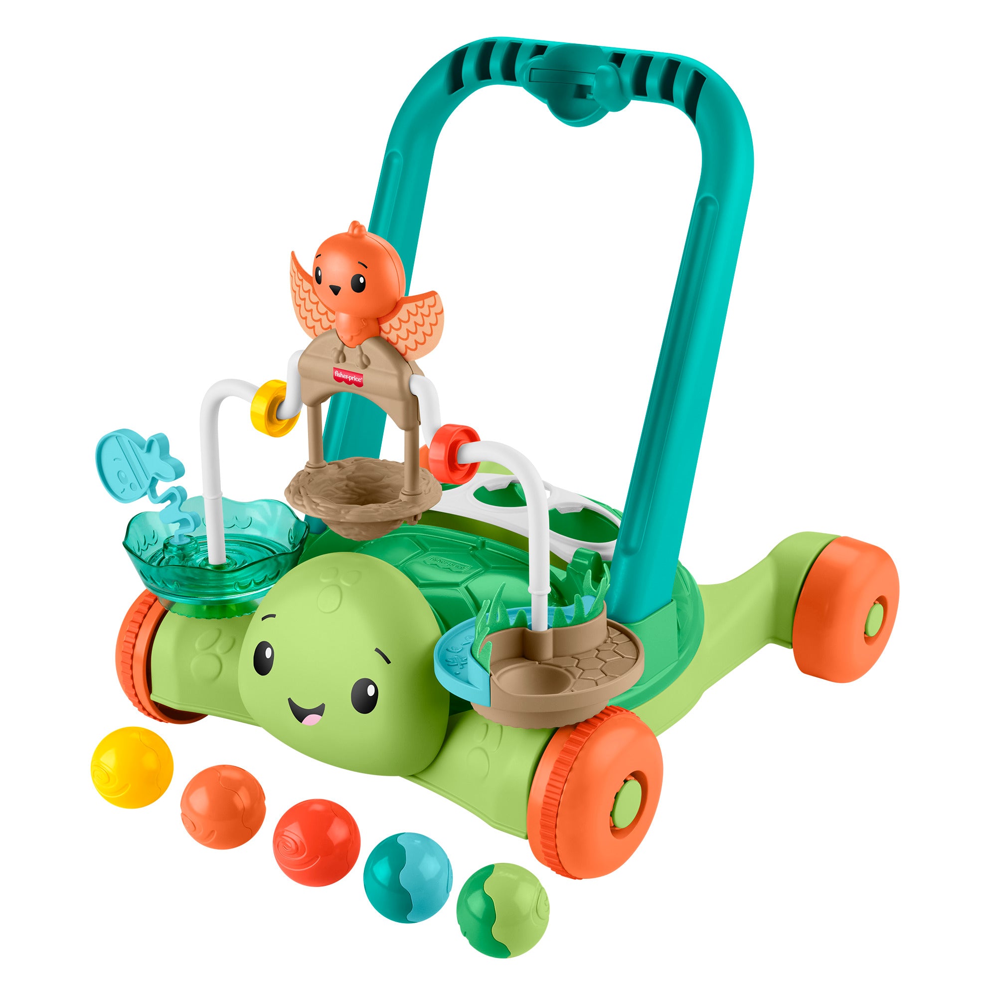 Fisher-Price Moves with You Turtle Walker Activity Push Toy with 5 Balls