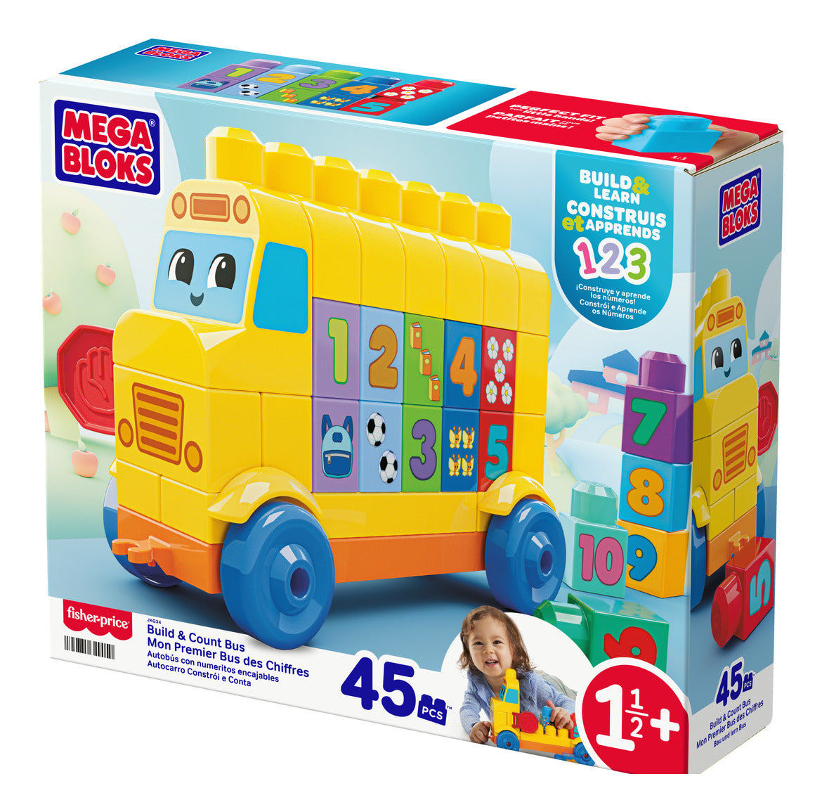 MEGA BLOKS Build & Count Bus 45-Piece Toddler Building Set